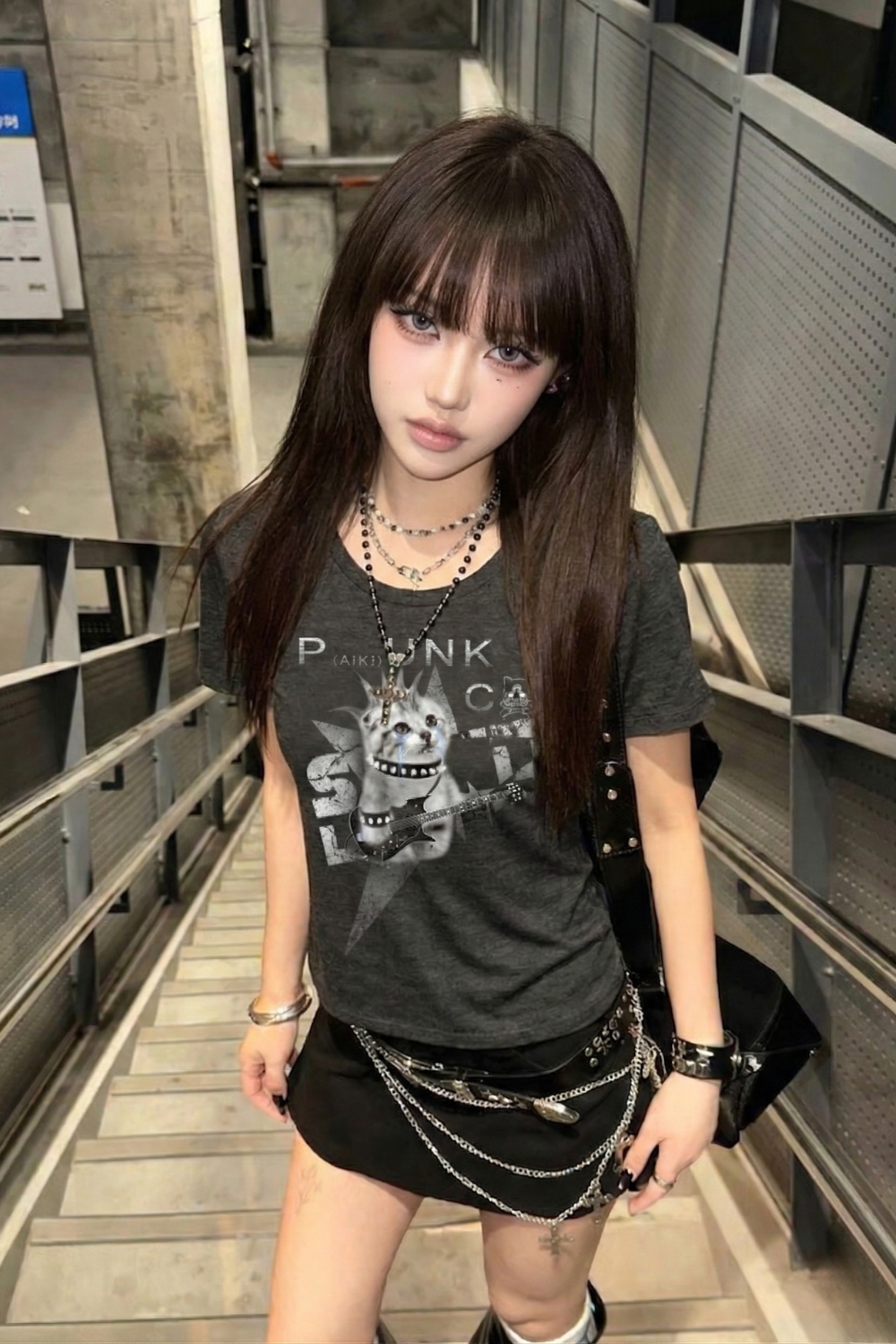 mohawk cat punk Tshirt ZC21254
