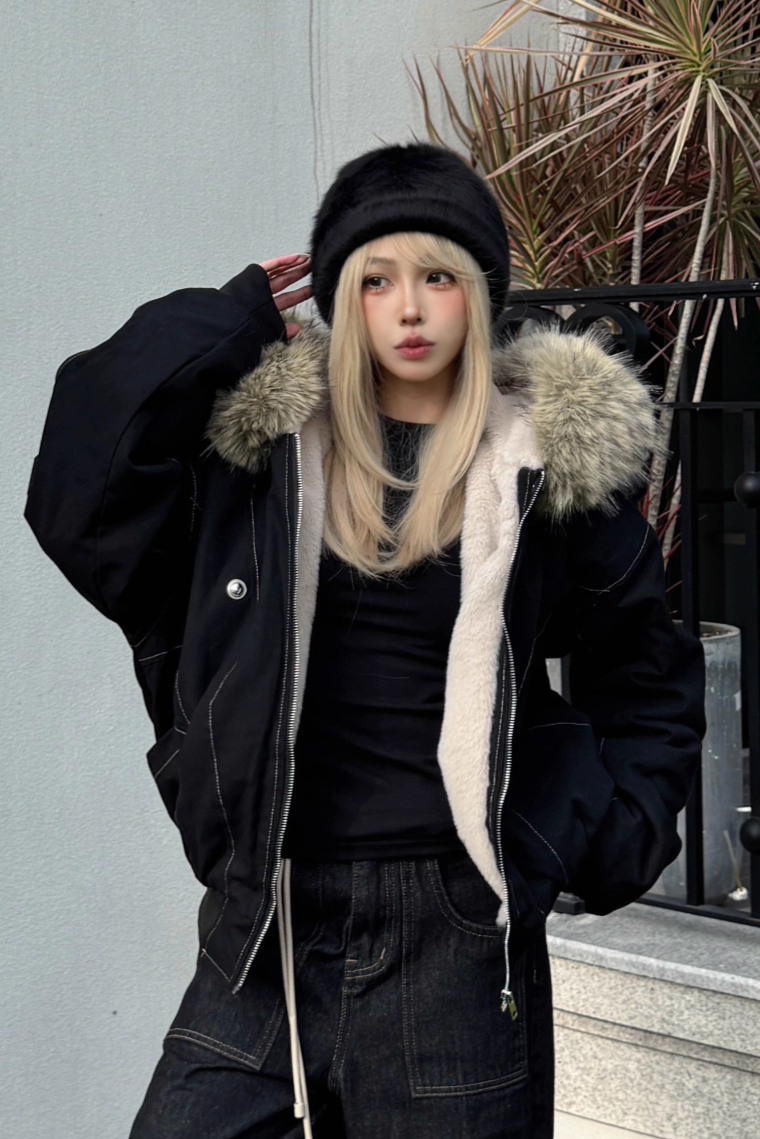 line stitch fur down jacket ZC30064