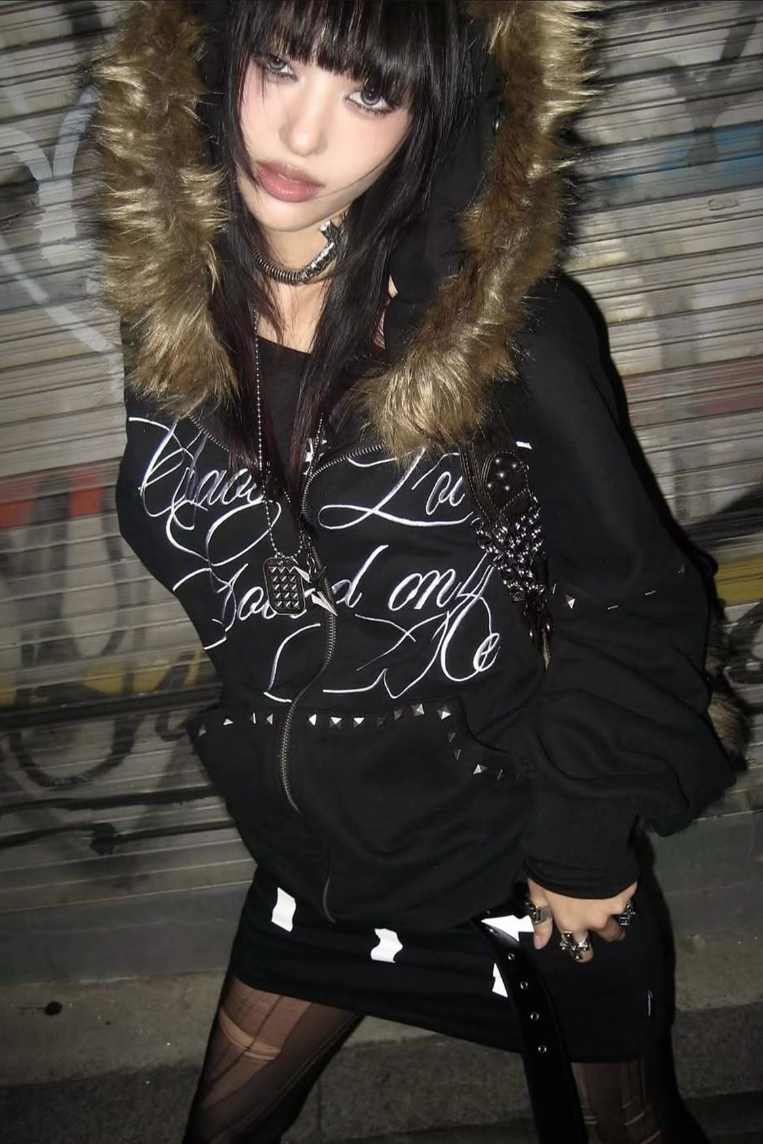 studs line fur zip ZC21185