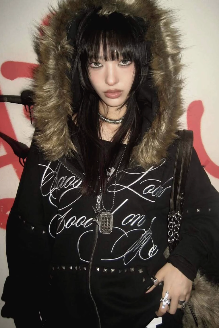 studs line fur zip ZC21185