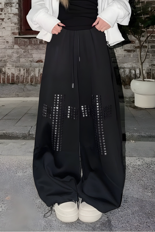 studs design cross pants ZC19375