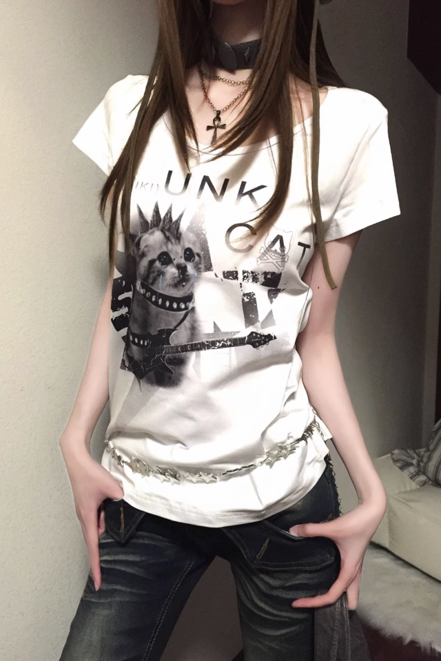 mohawk cat punk Tshirt ZC21254
