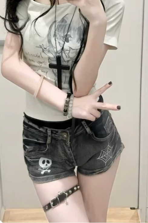 rock skull short pants ZC19413