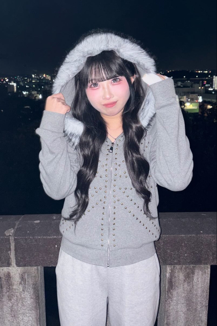 brit stud fur hoodie ZC21027