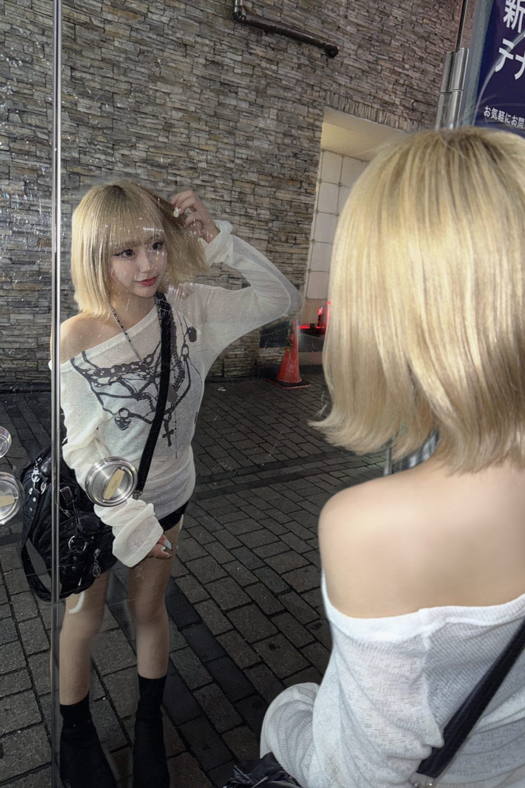 オフショルダーシアーデザインニット ZC20779