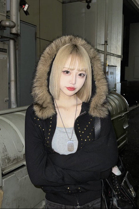 brit stud fur hoodie ZC21027