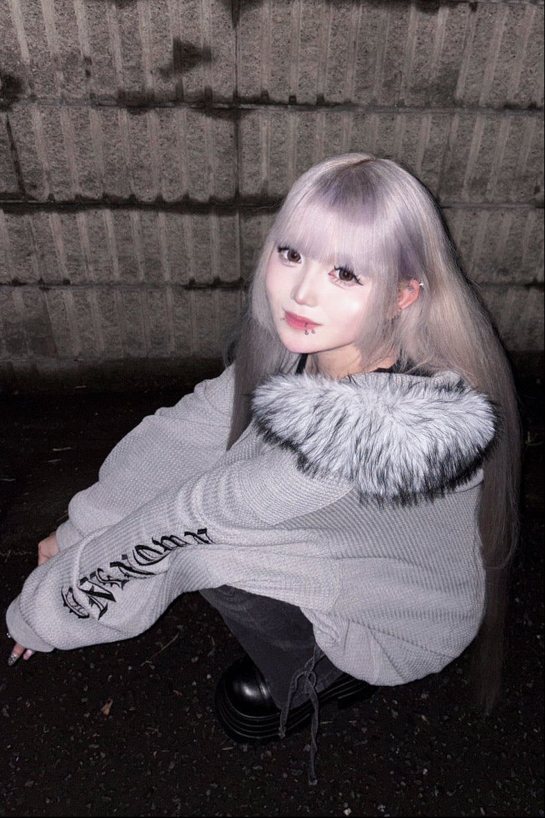 Ash fur waffle hoodie ZC30081