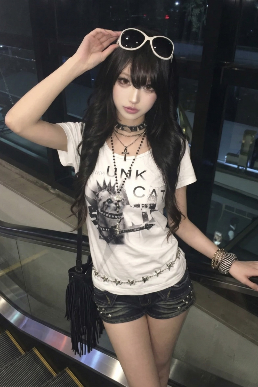 mohawk cat punk Tshirt ZC21254