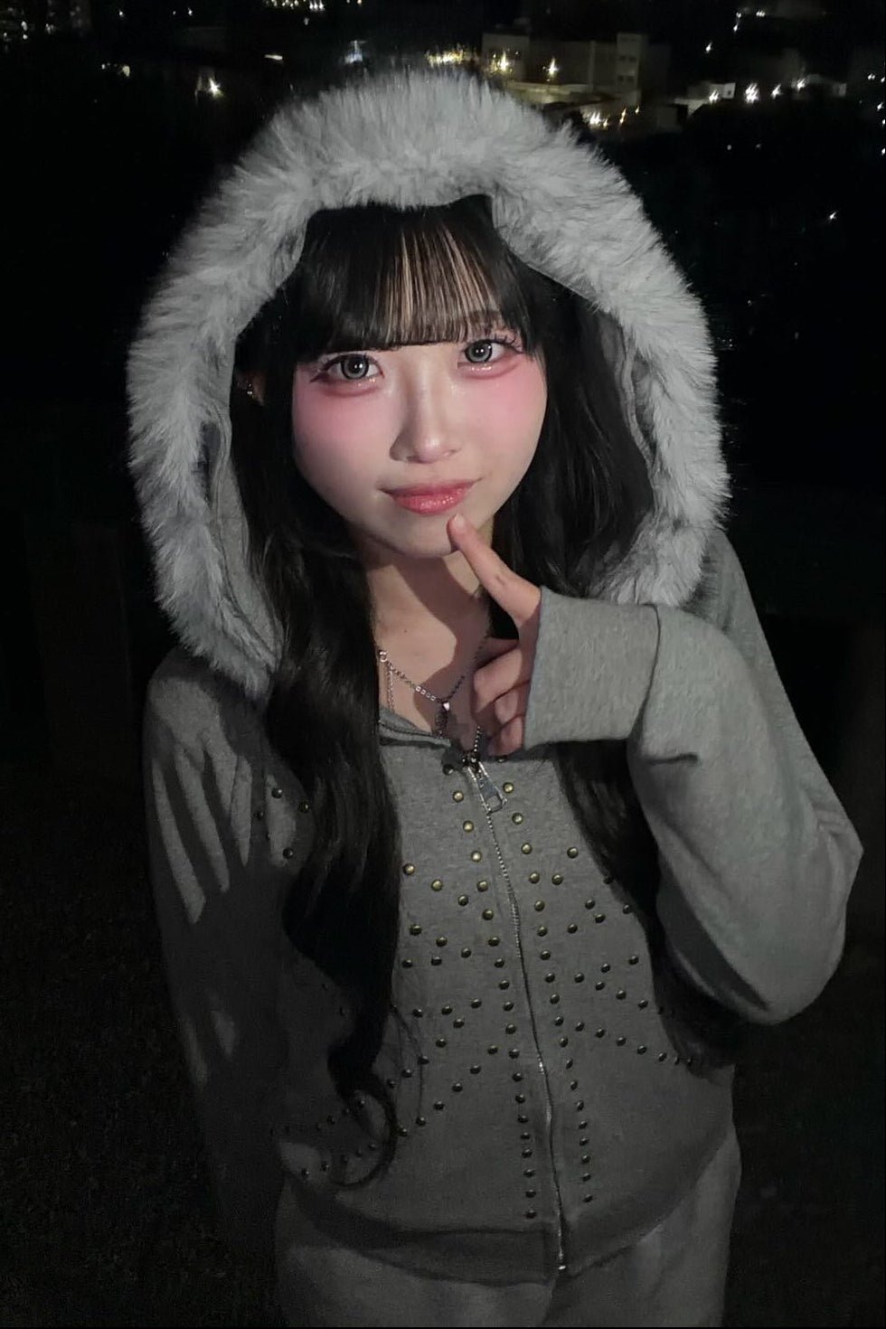 brit stud fur hoodie ZC21027