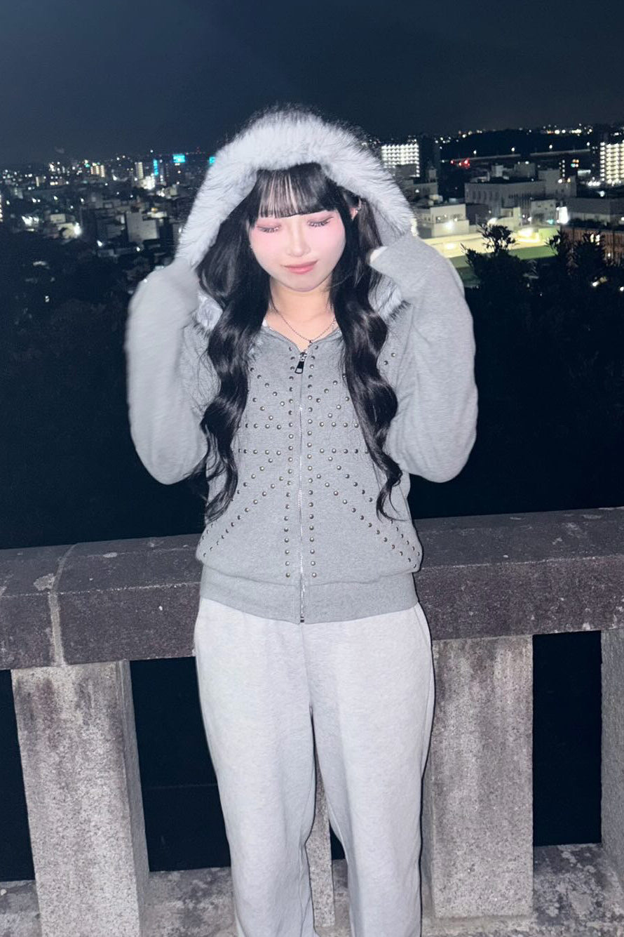 brit stud fur hoodie ZC21027
