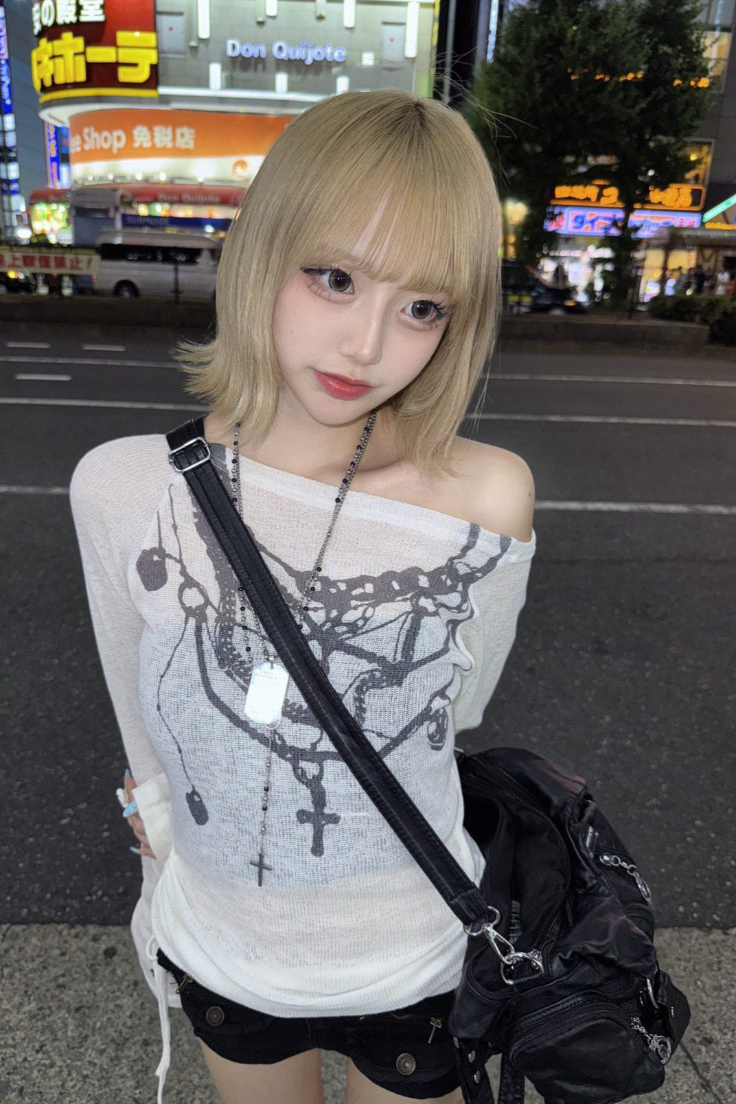 オフショルダーシアーデザインニット ZC20779