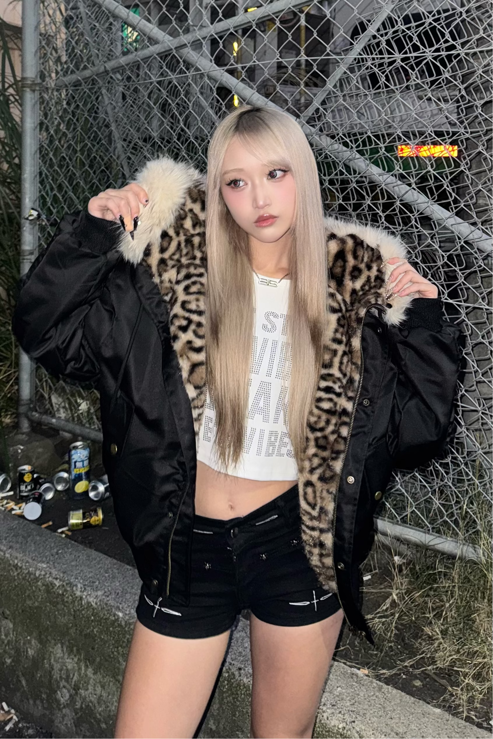 black cat fur down ZC30091