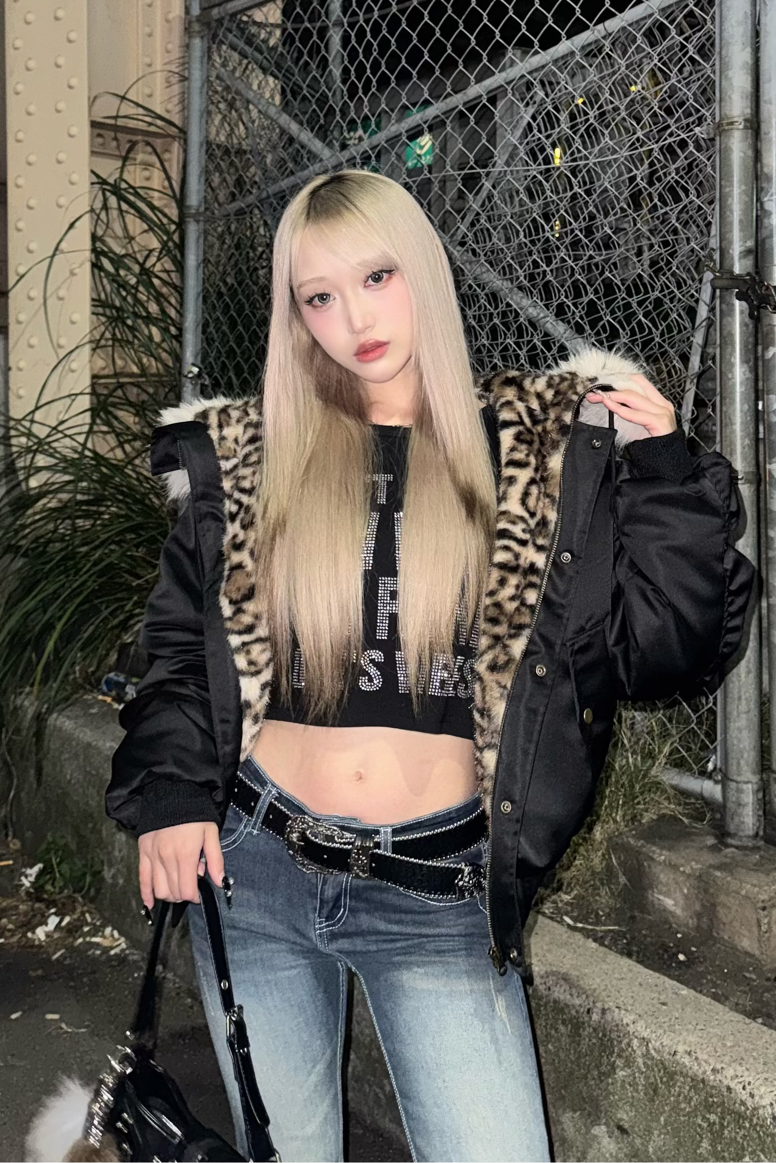 black cat fur down ZC30091