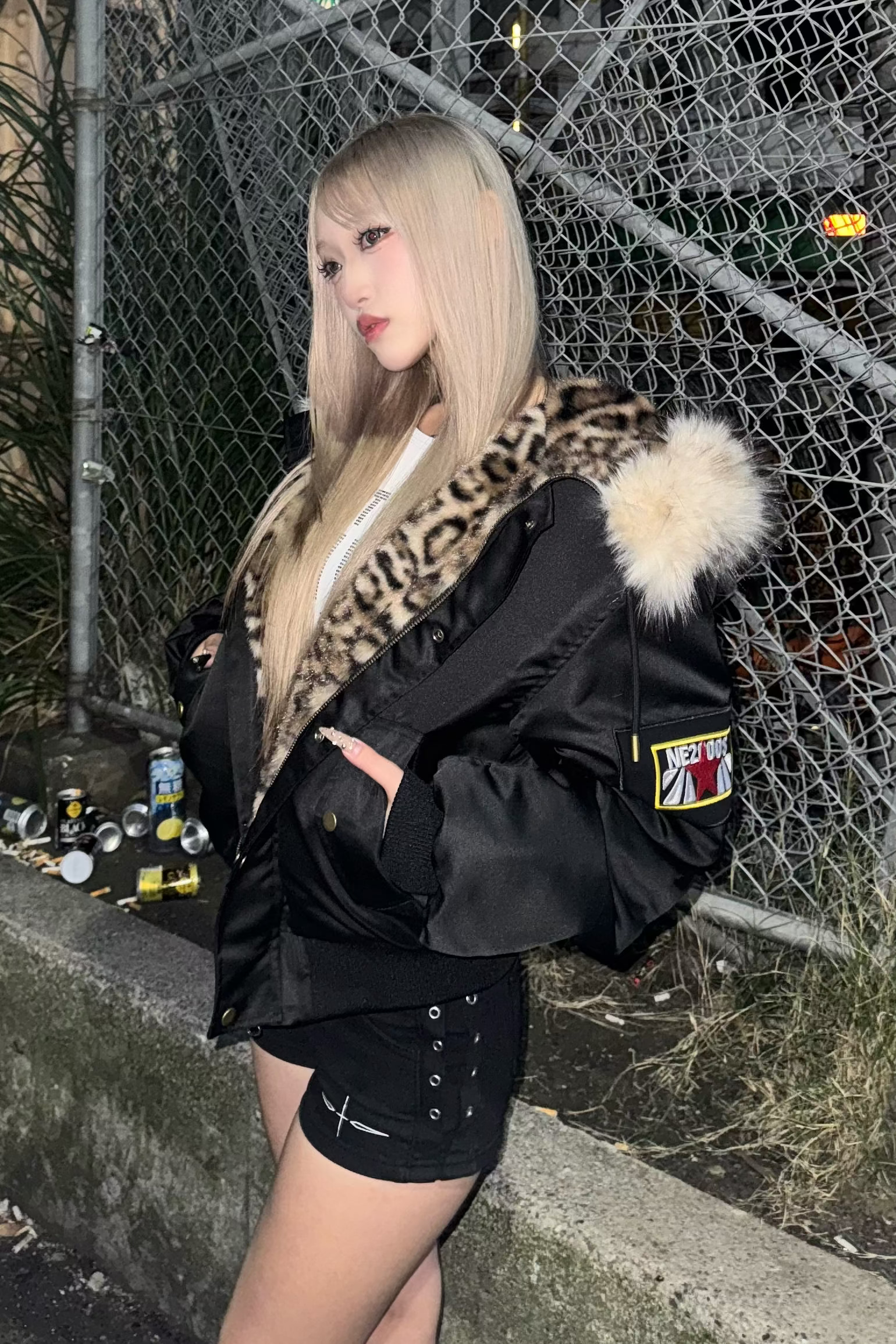 black cat fur down ZC30091