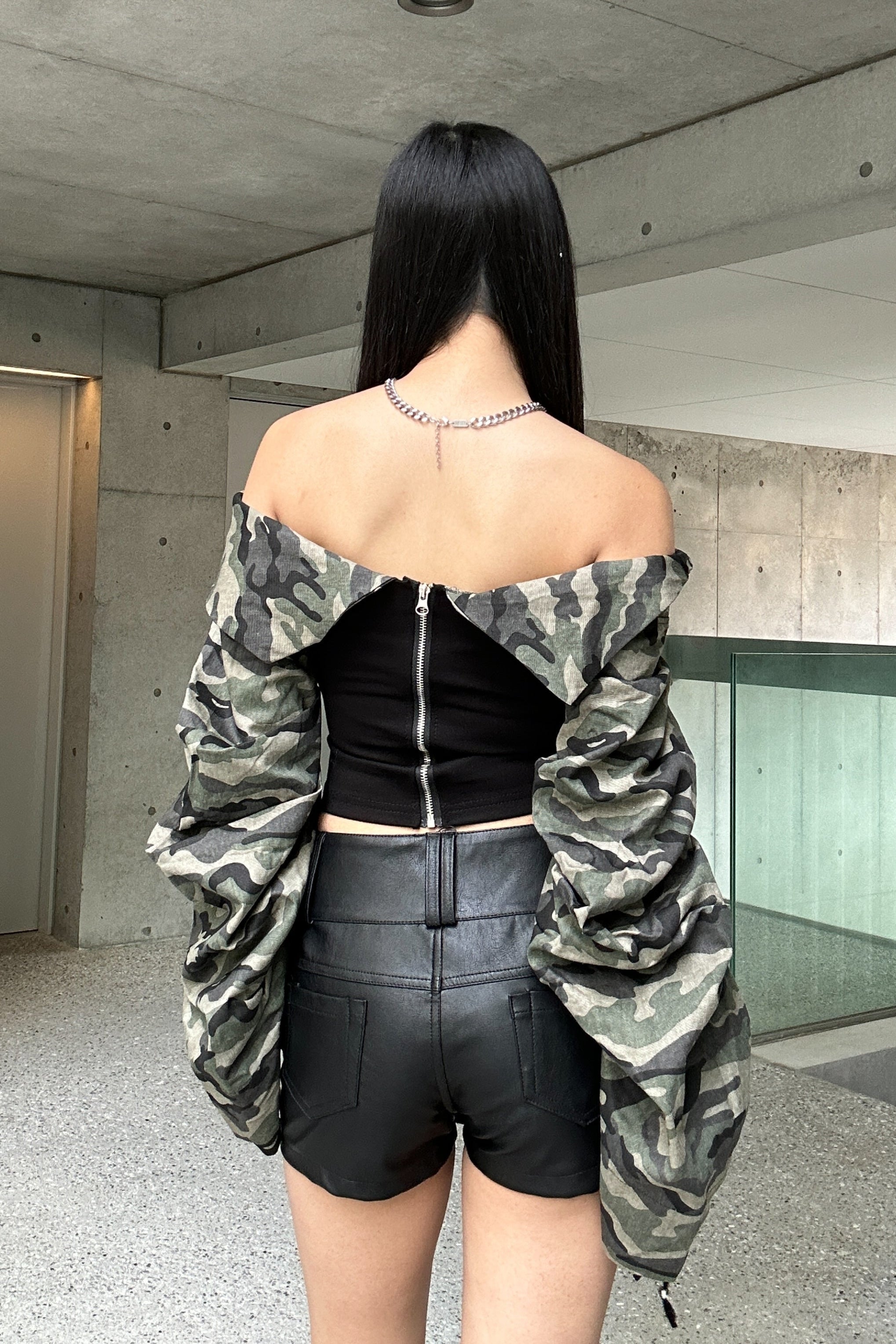 lace up military off shoulder ZC20789