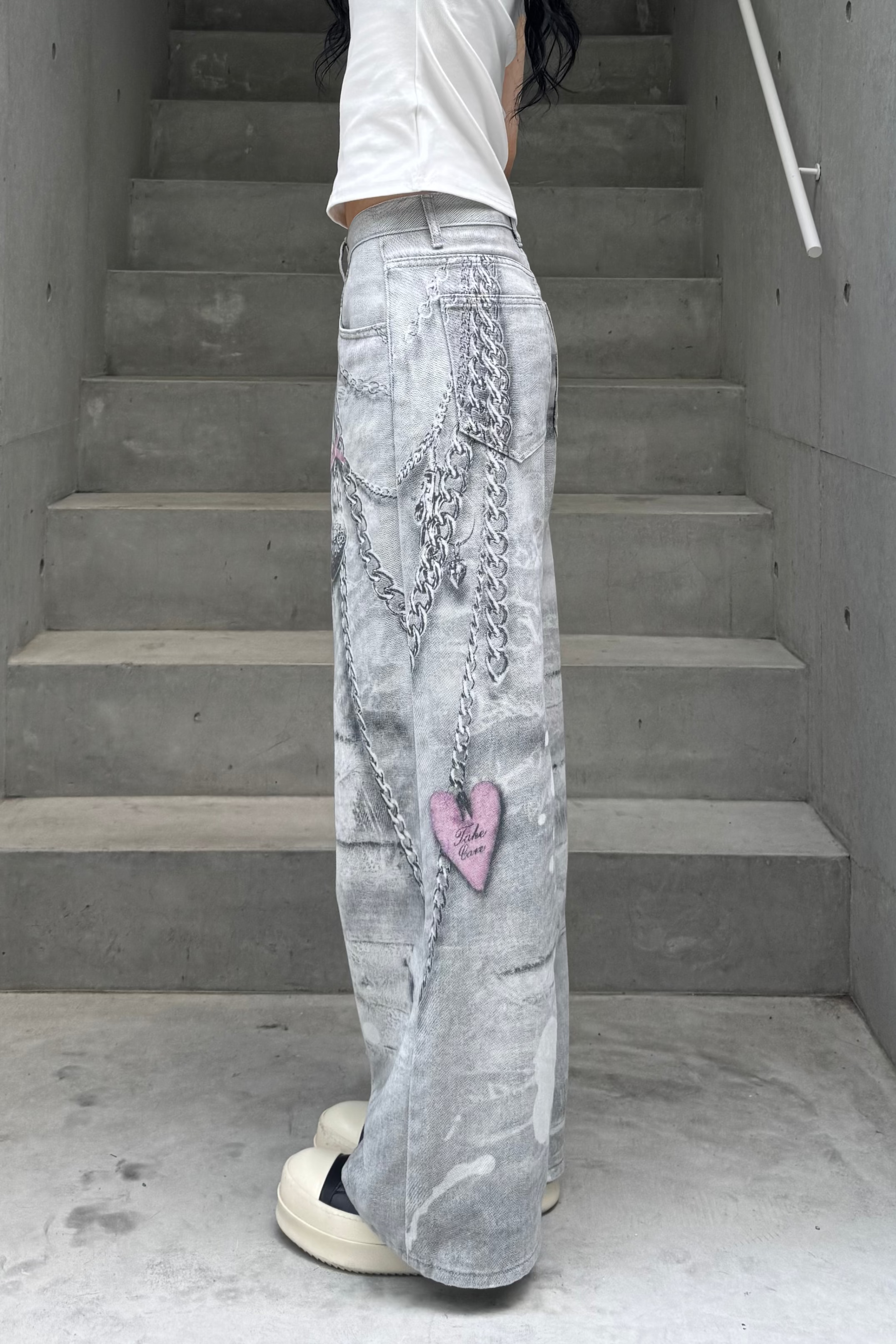 silver chain accent jeans ZC19299