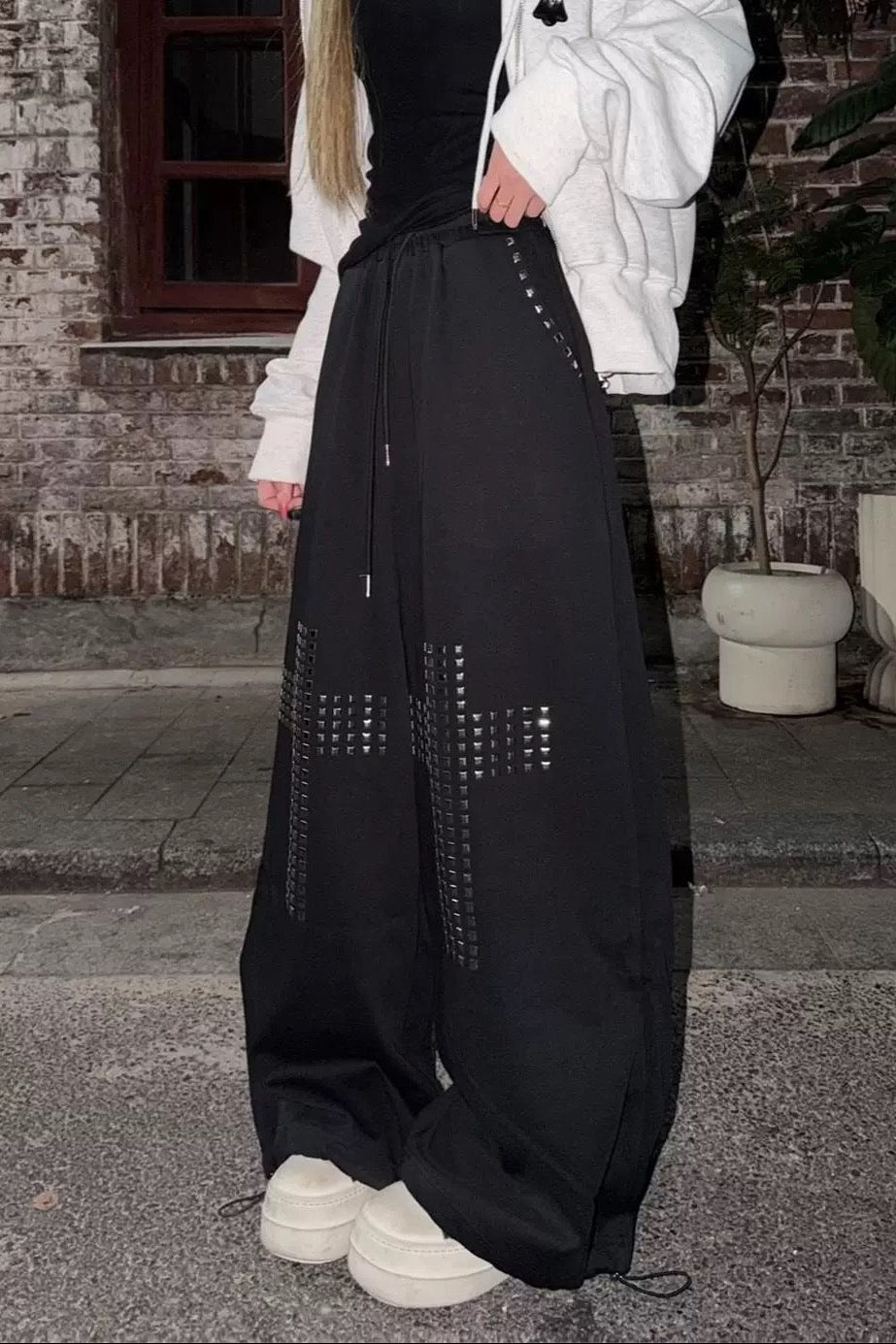 studs design cross pants ZC19375