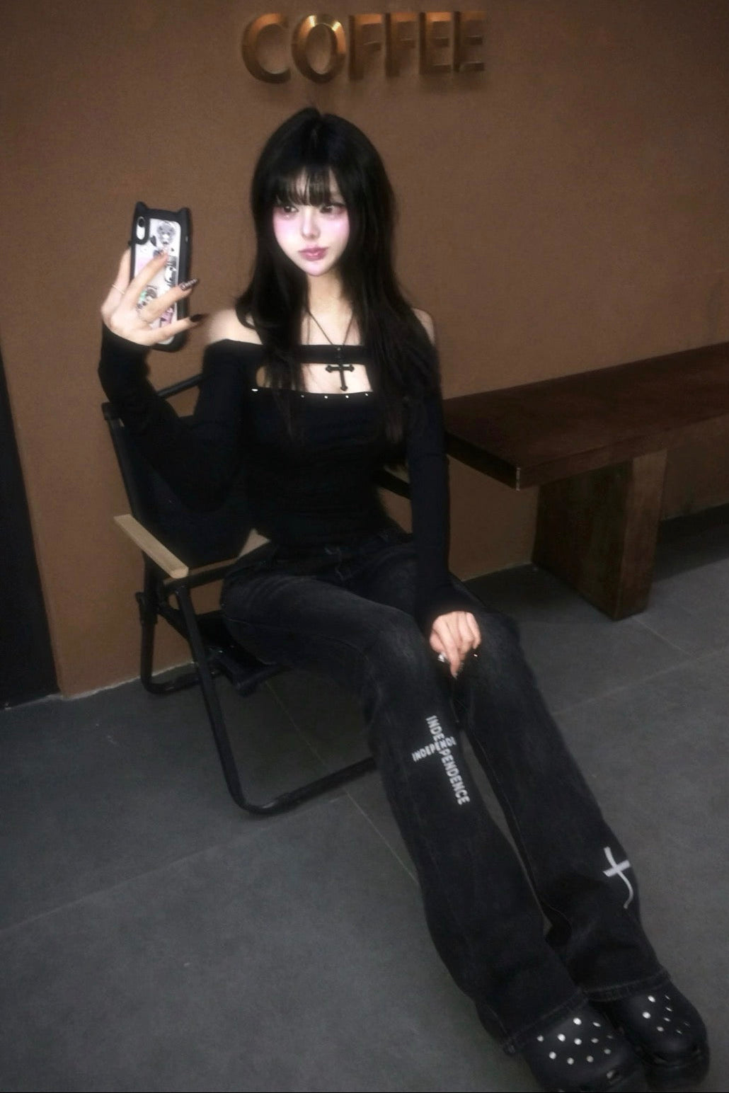 back feather design denim ZC19374