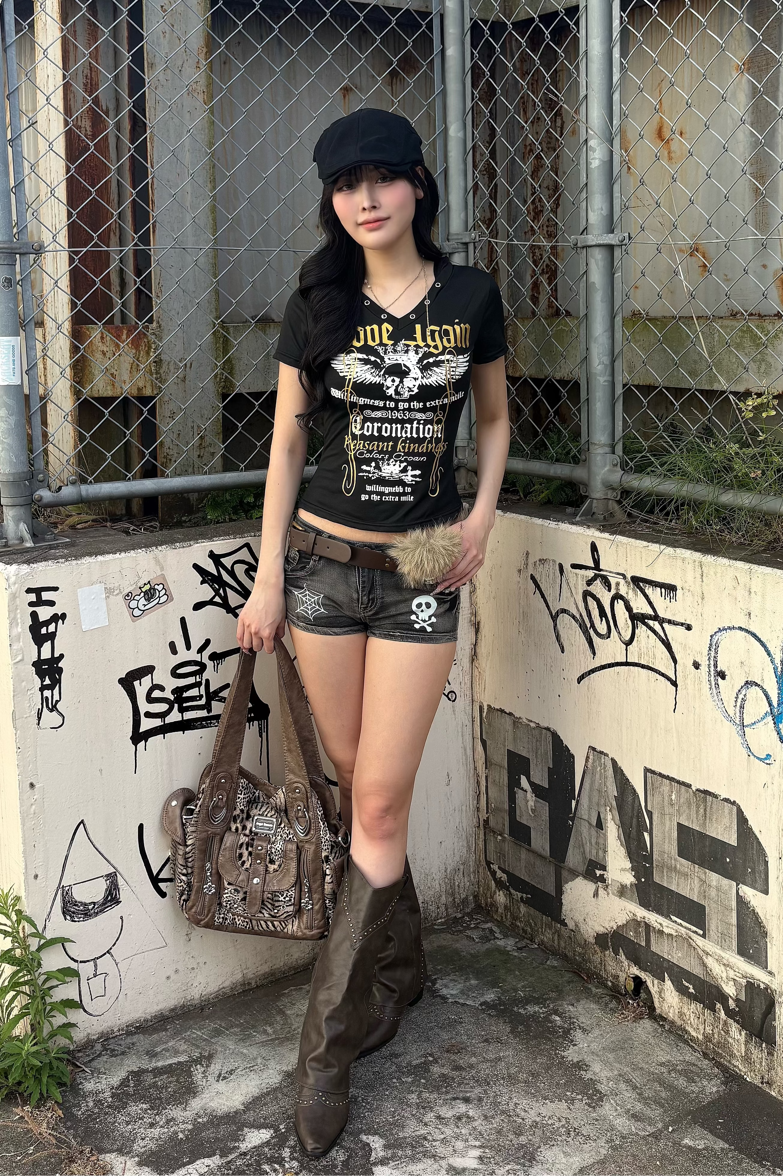vintage skull tight hoodie ZC21338