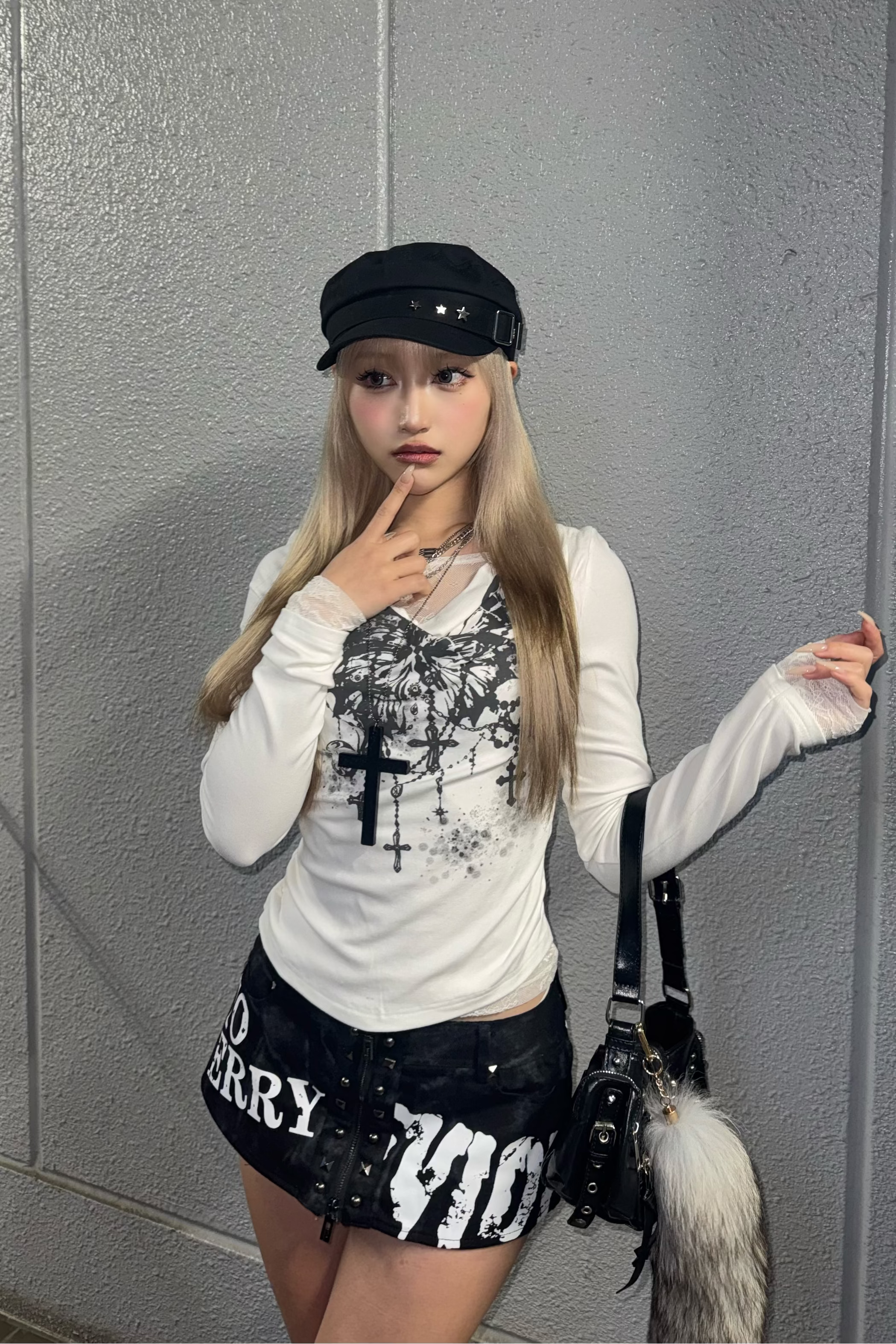 text crash punk short pant ZC19369
