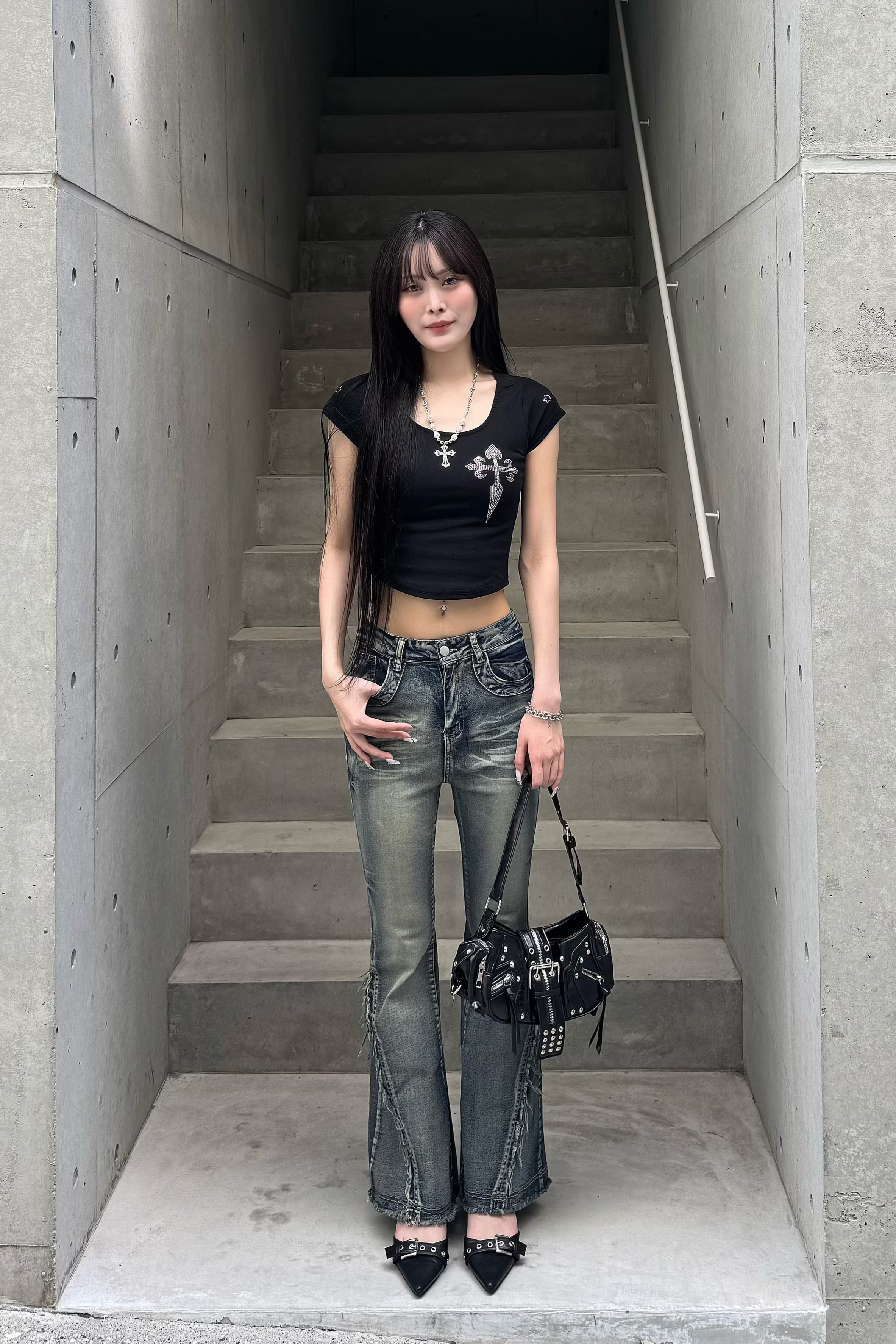 Washed Stretch Fringe Denim ZC19300