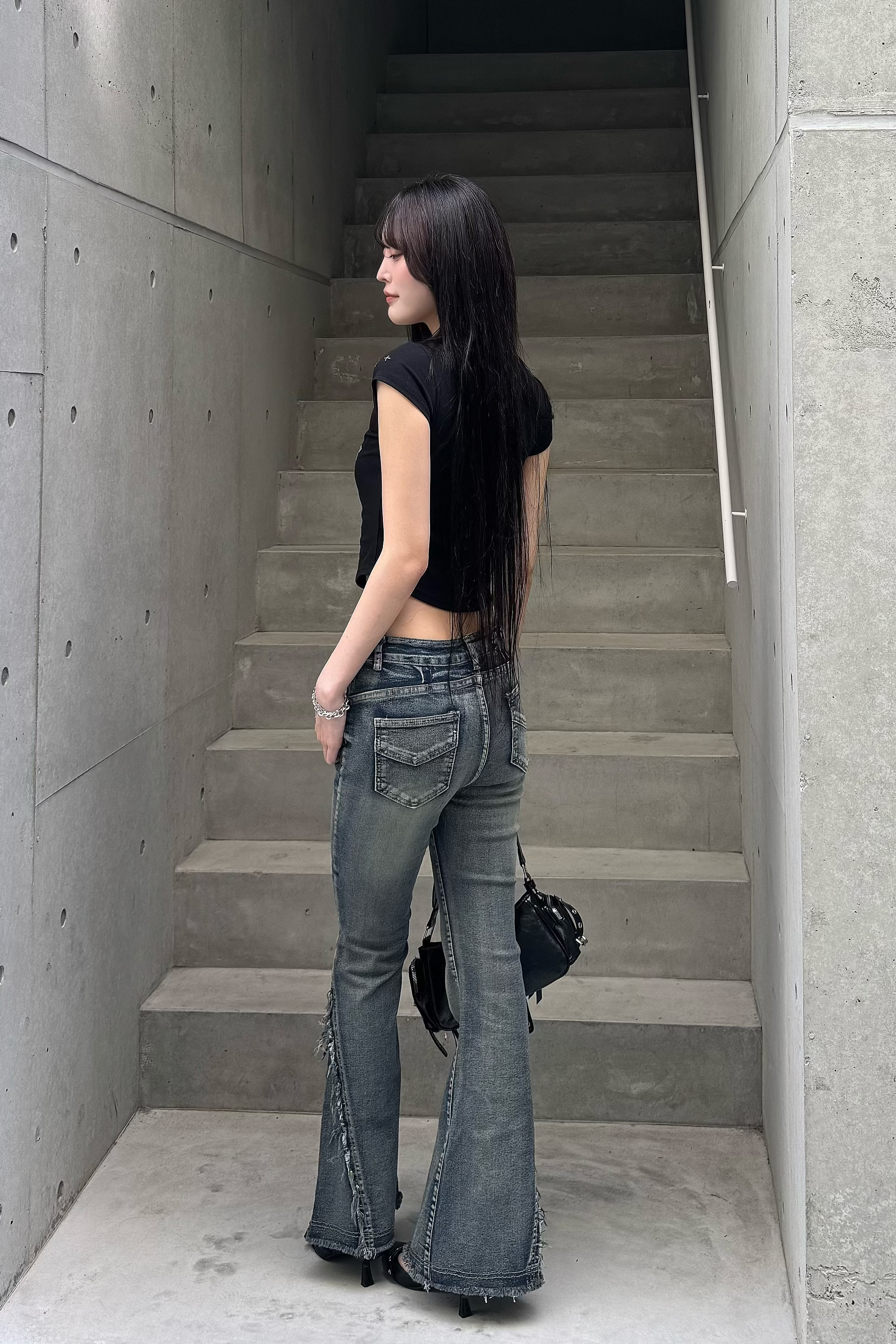 Washed Stretch Fringe Denim ZC19300