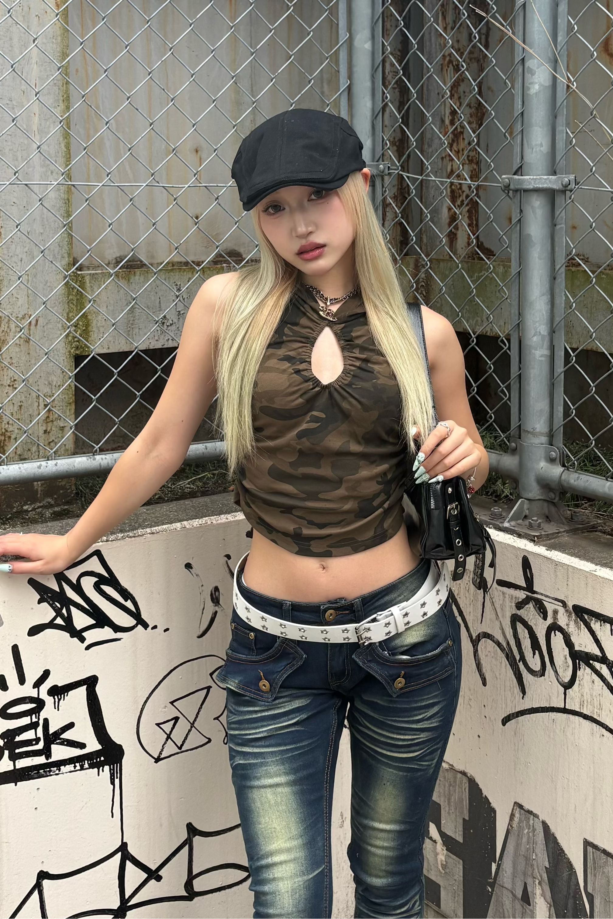 camouflage sleeveless hoodie ZC21363