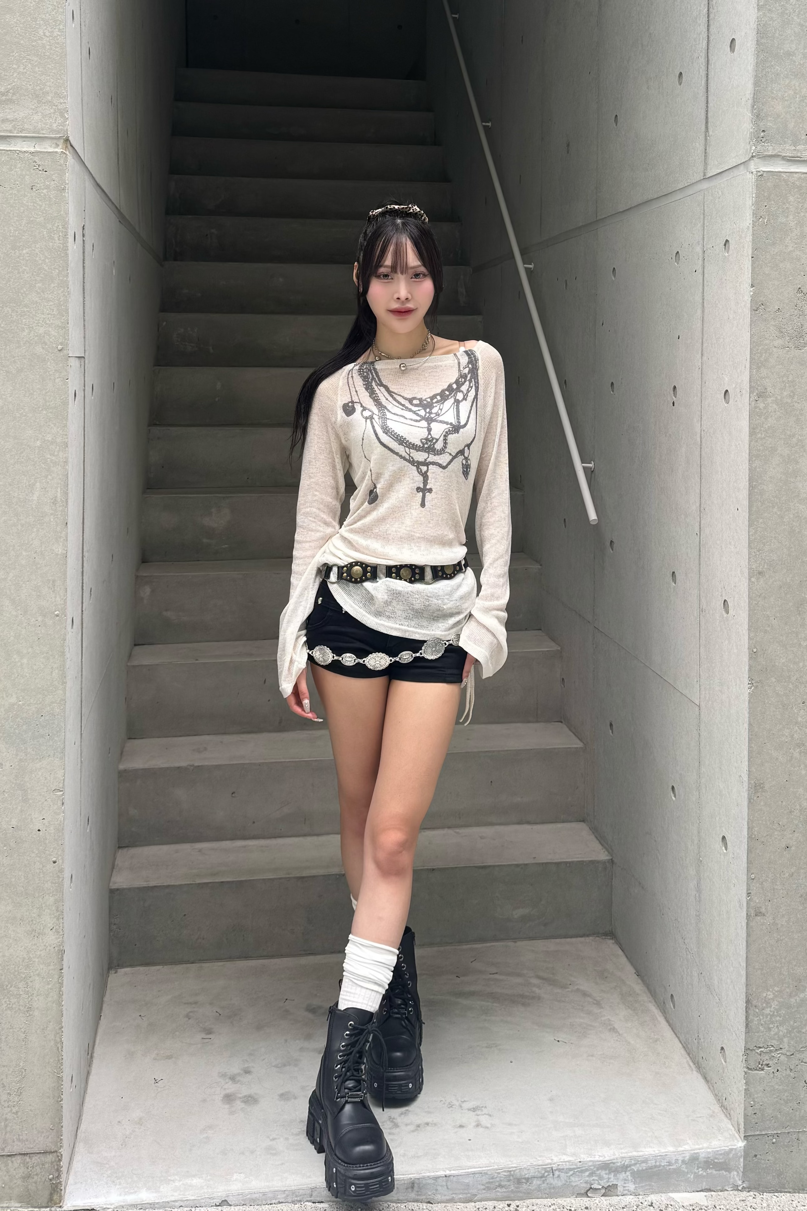 skull studs short pants ZC19411