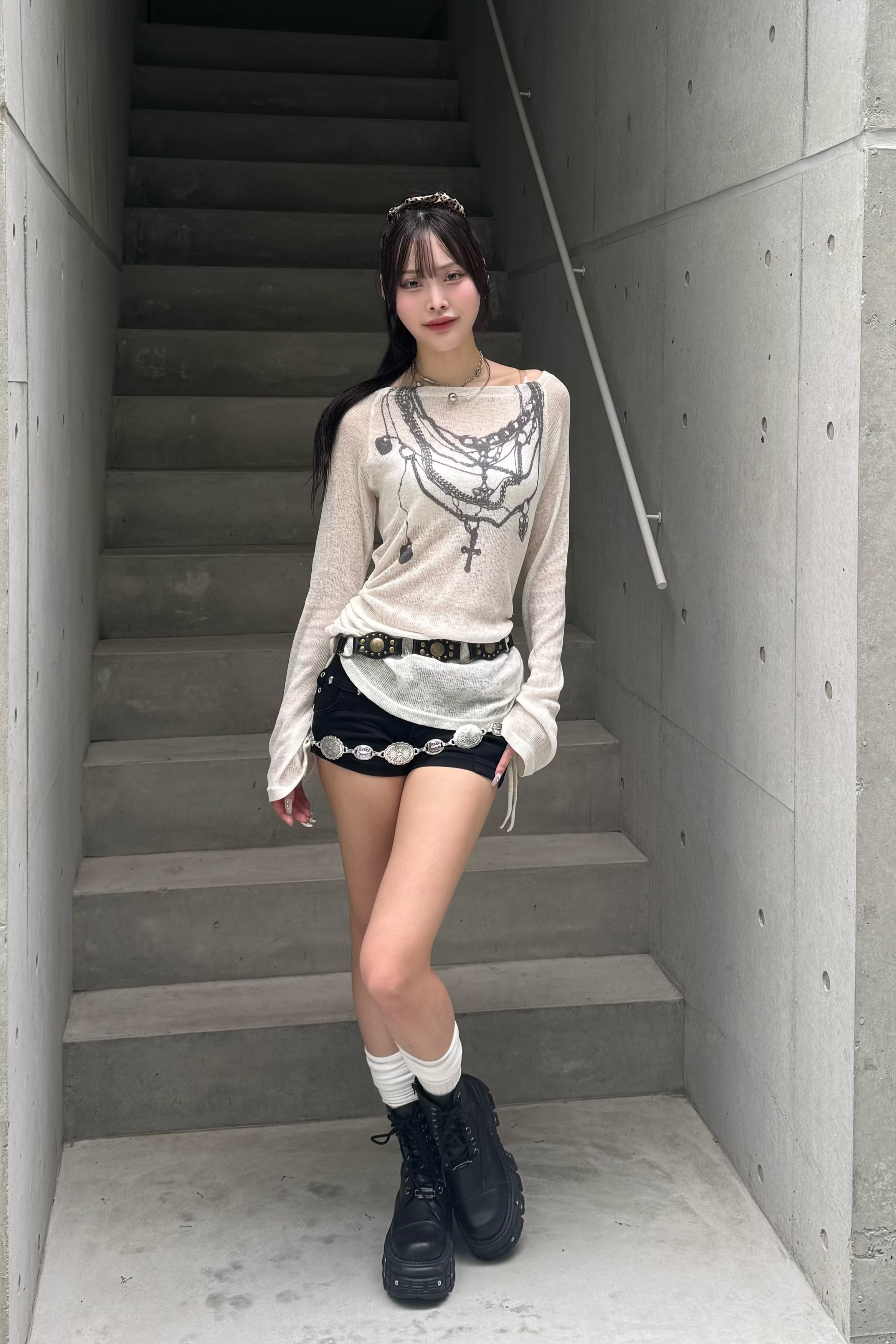 skull studs short pants ZC19411