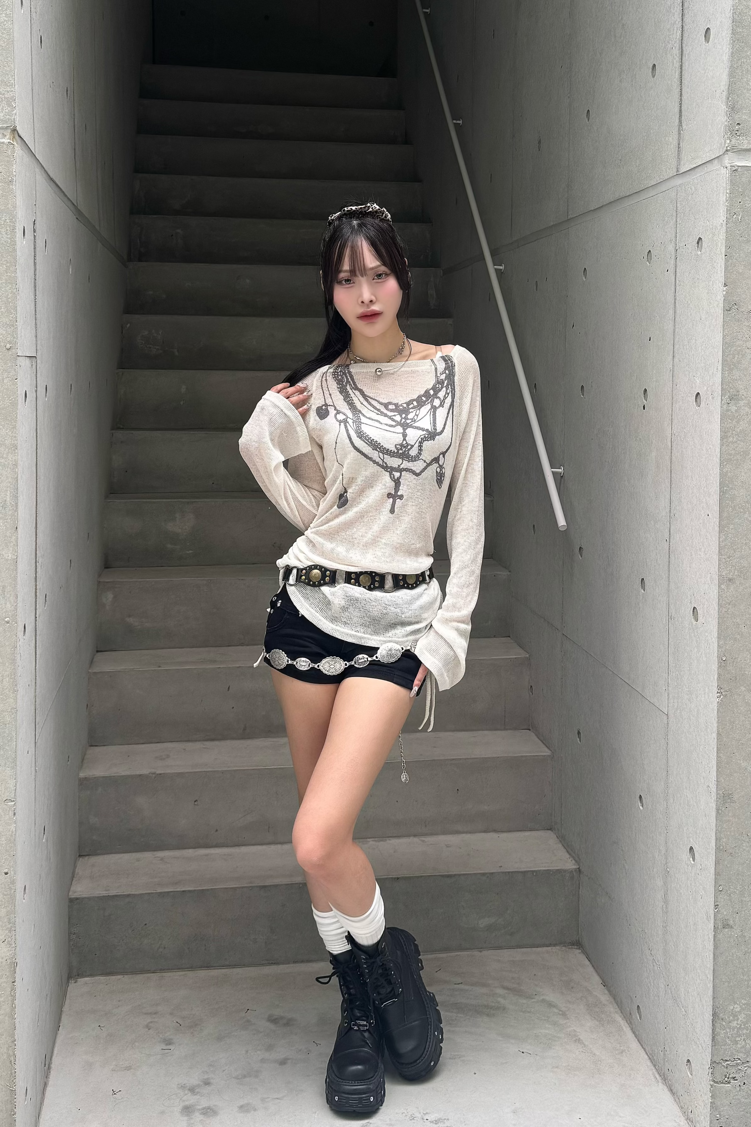 skull studs short pants ZC19411