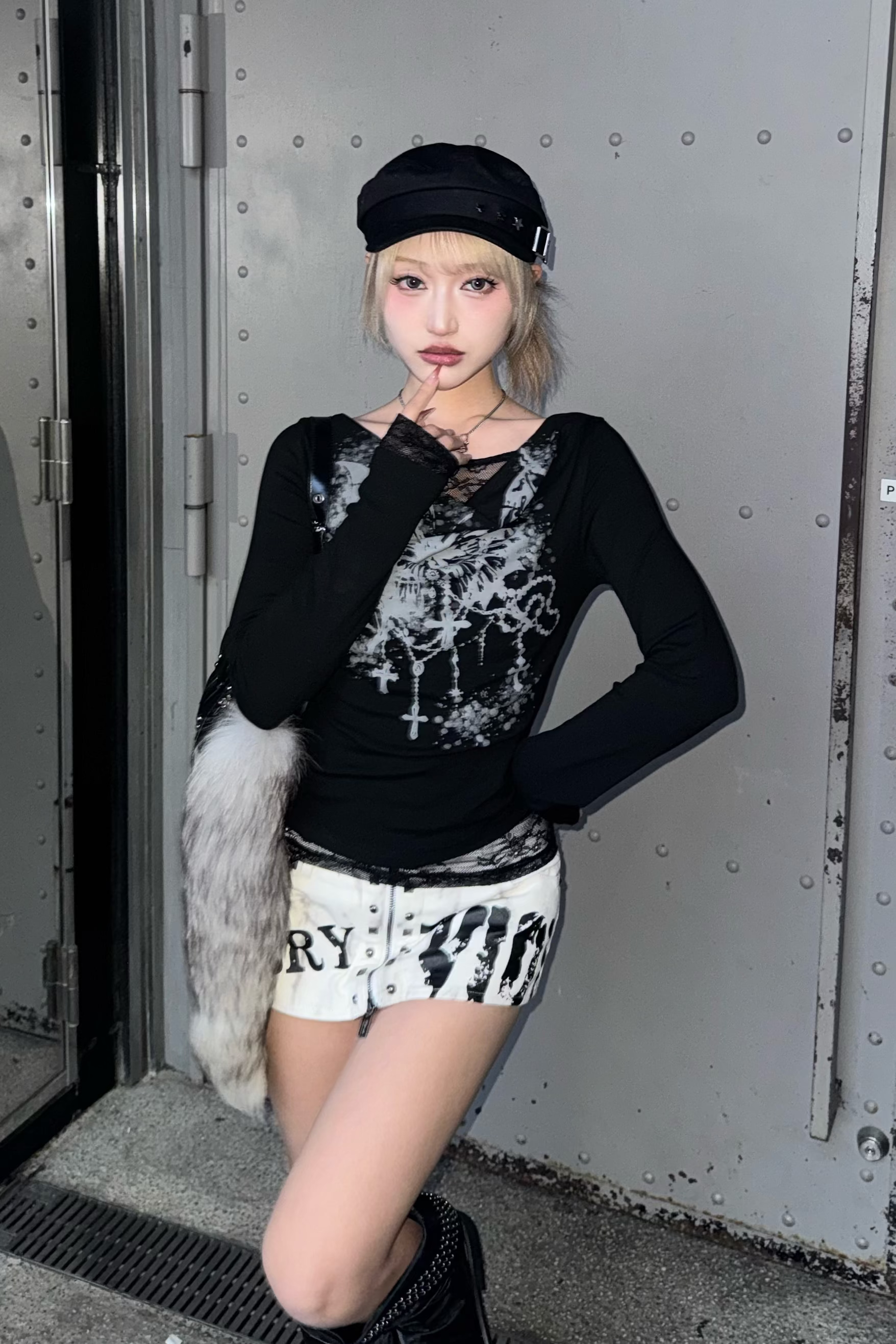 text crash punk short pant ZC19369