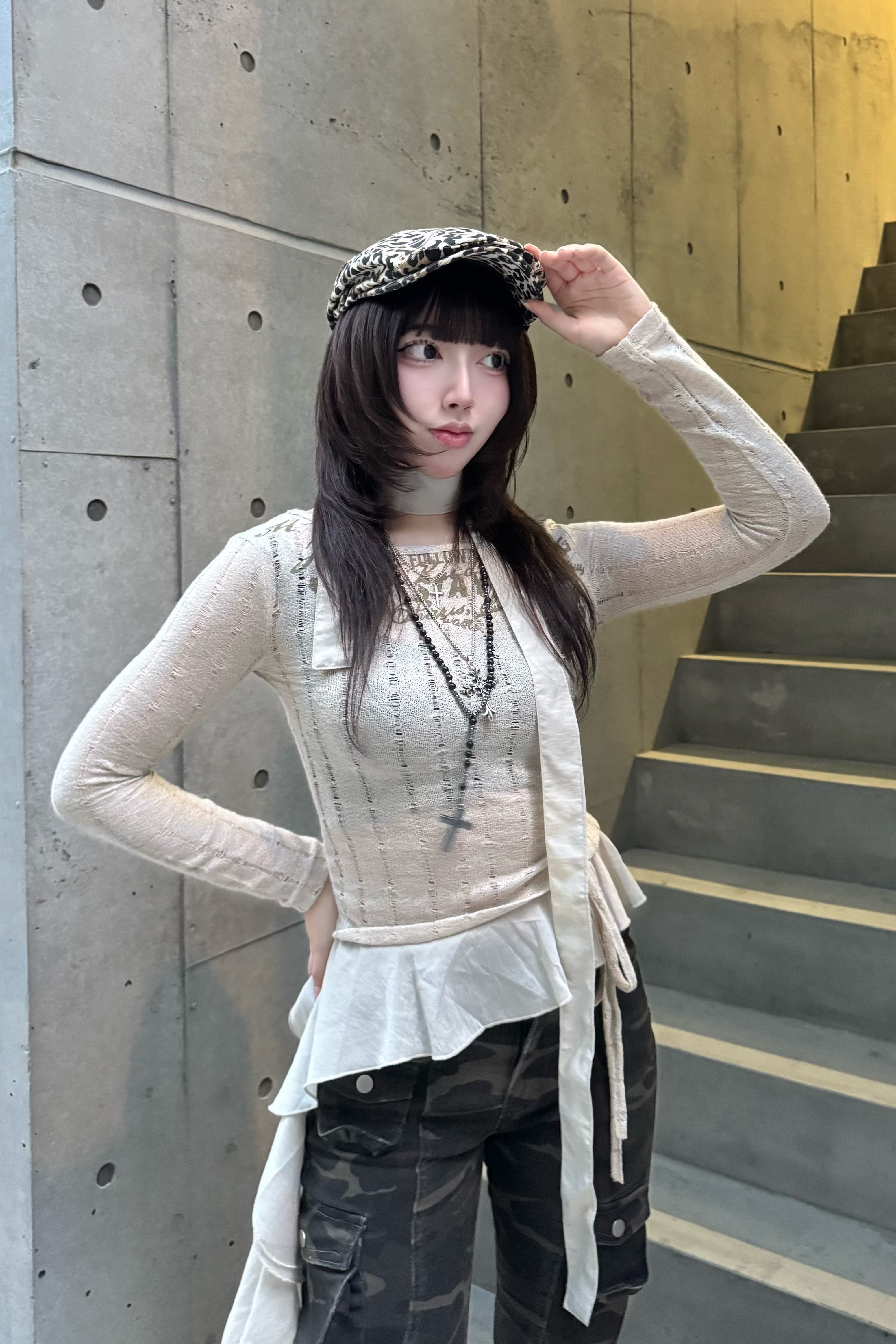 vintage design frill knit ZC20790