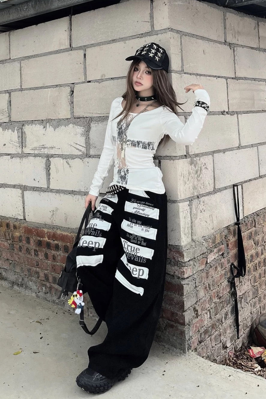gothic cross lace long tee ZC21225