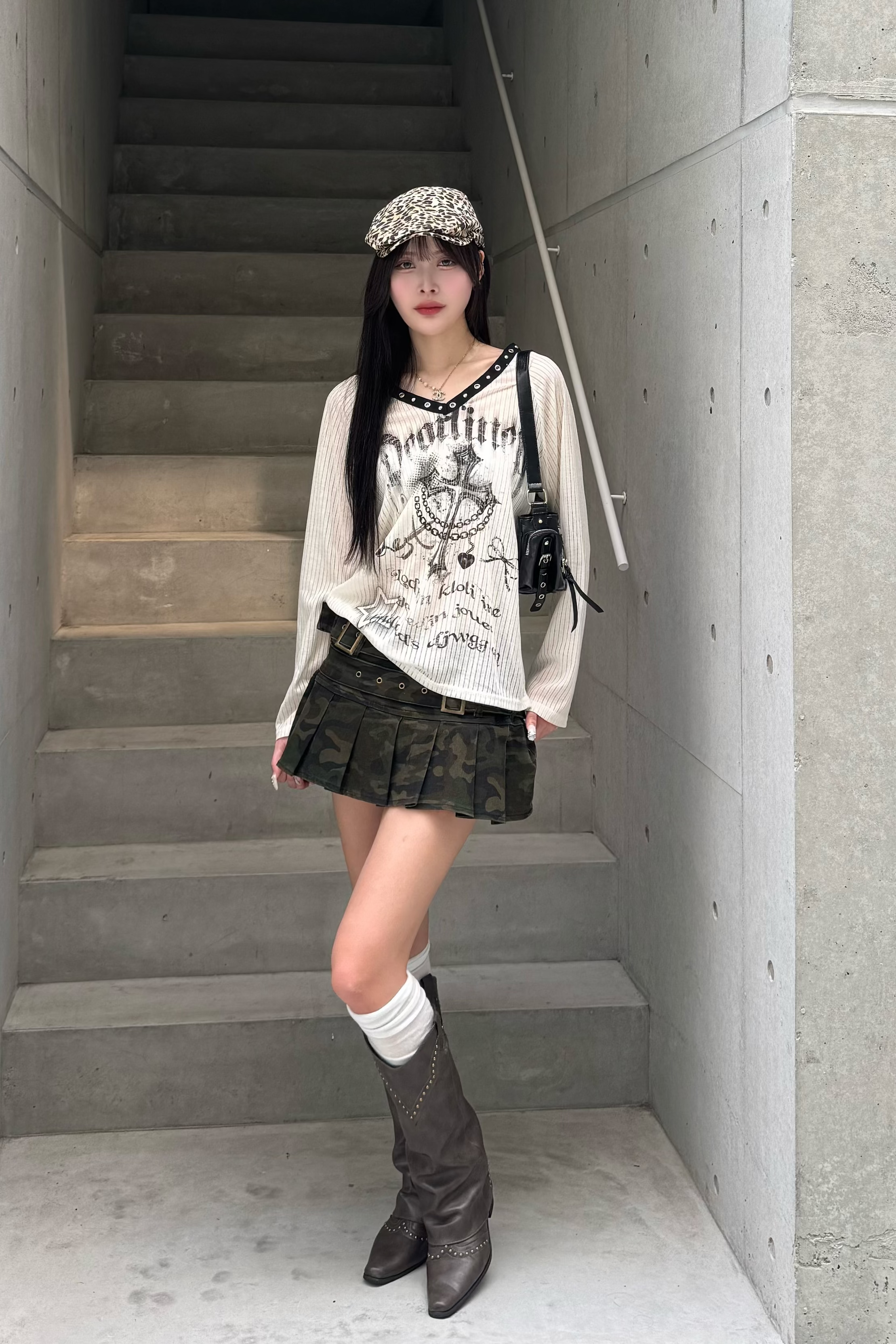 Double Buckle Camo Mini Skirt ZC20944