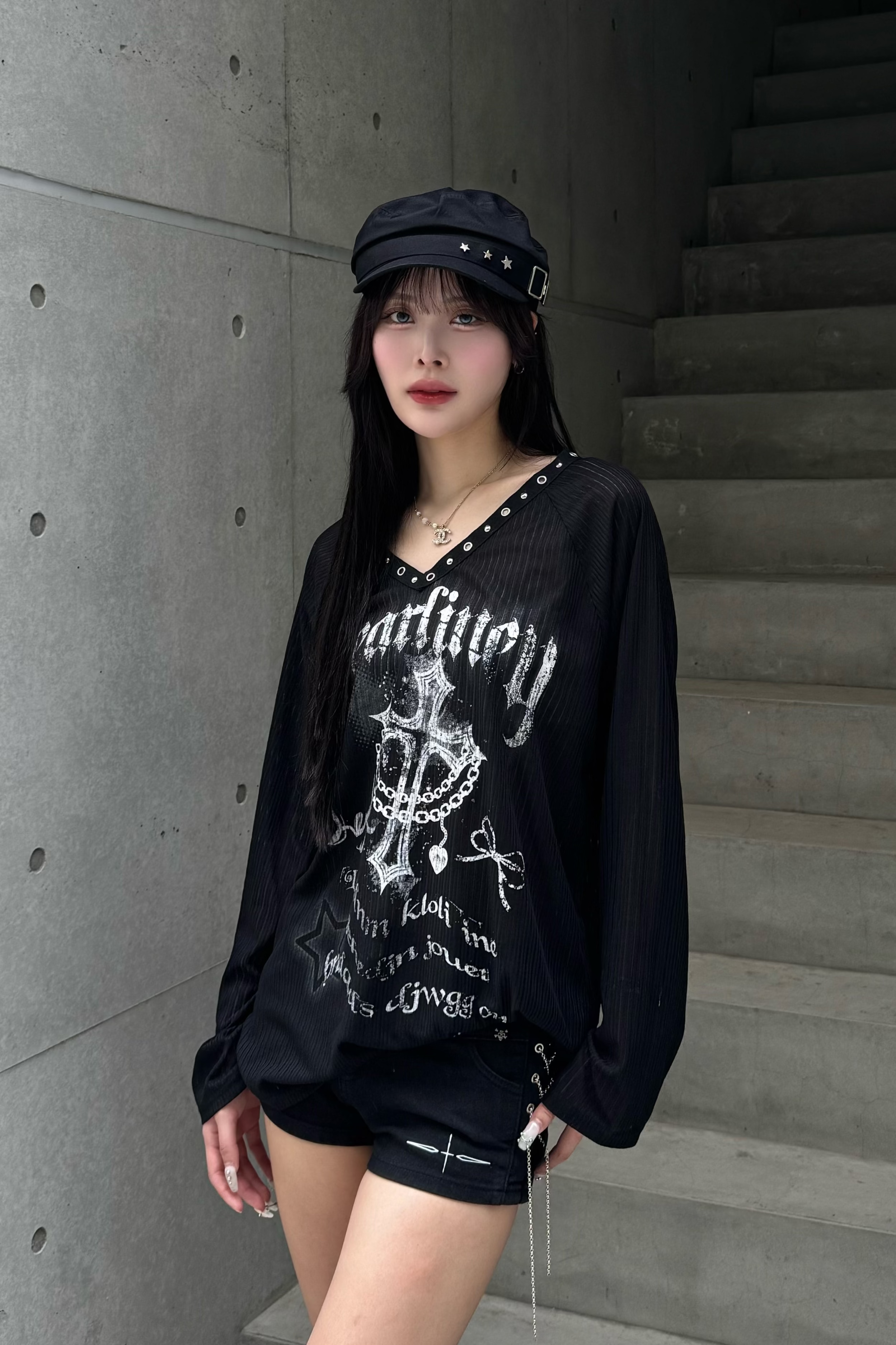 Vneck cross seir knit ZC20972
