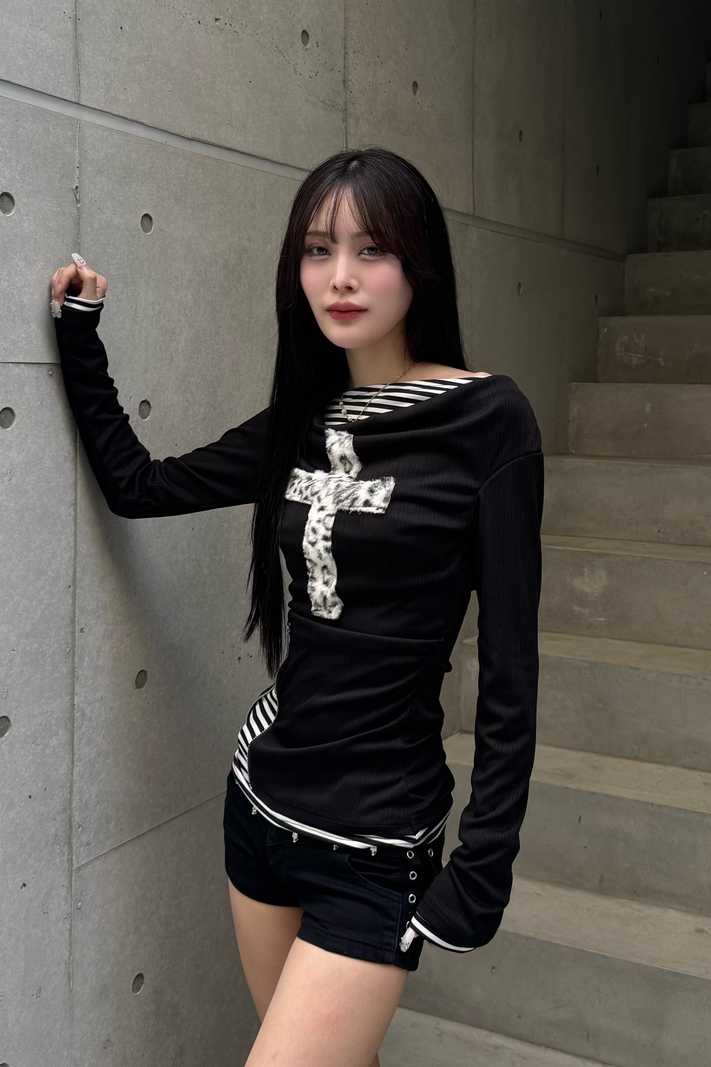fuwafuwa zip layered top ZC20947