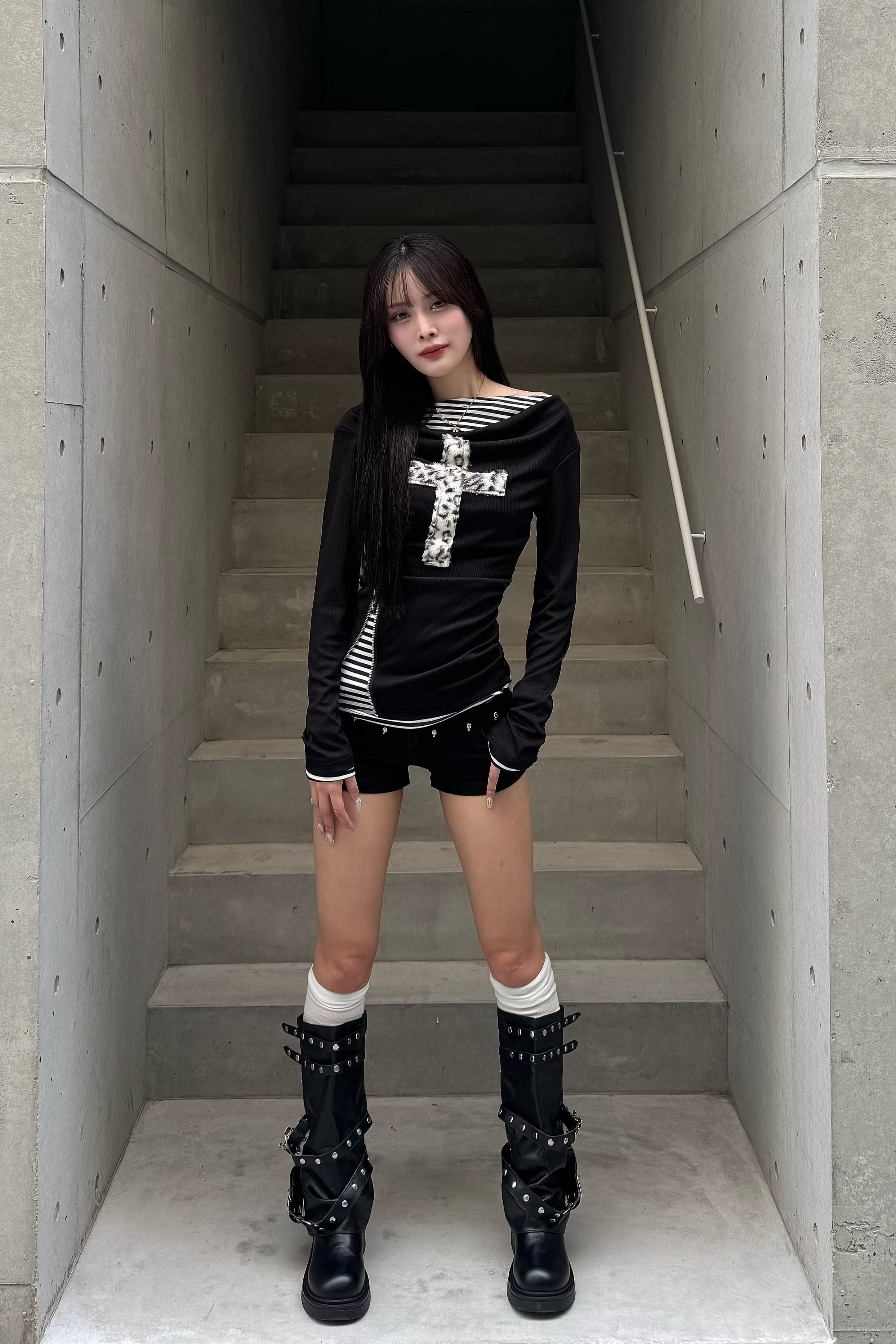 fuwafuwa zip layered top ZC20947
