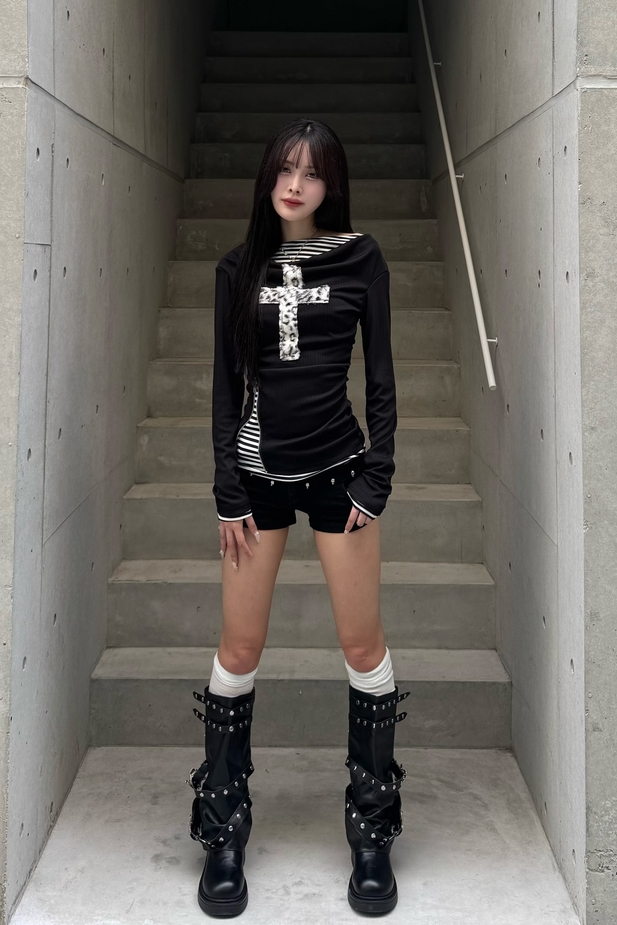 fuwafuwa zip layered top ZC20947