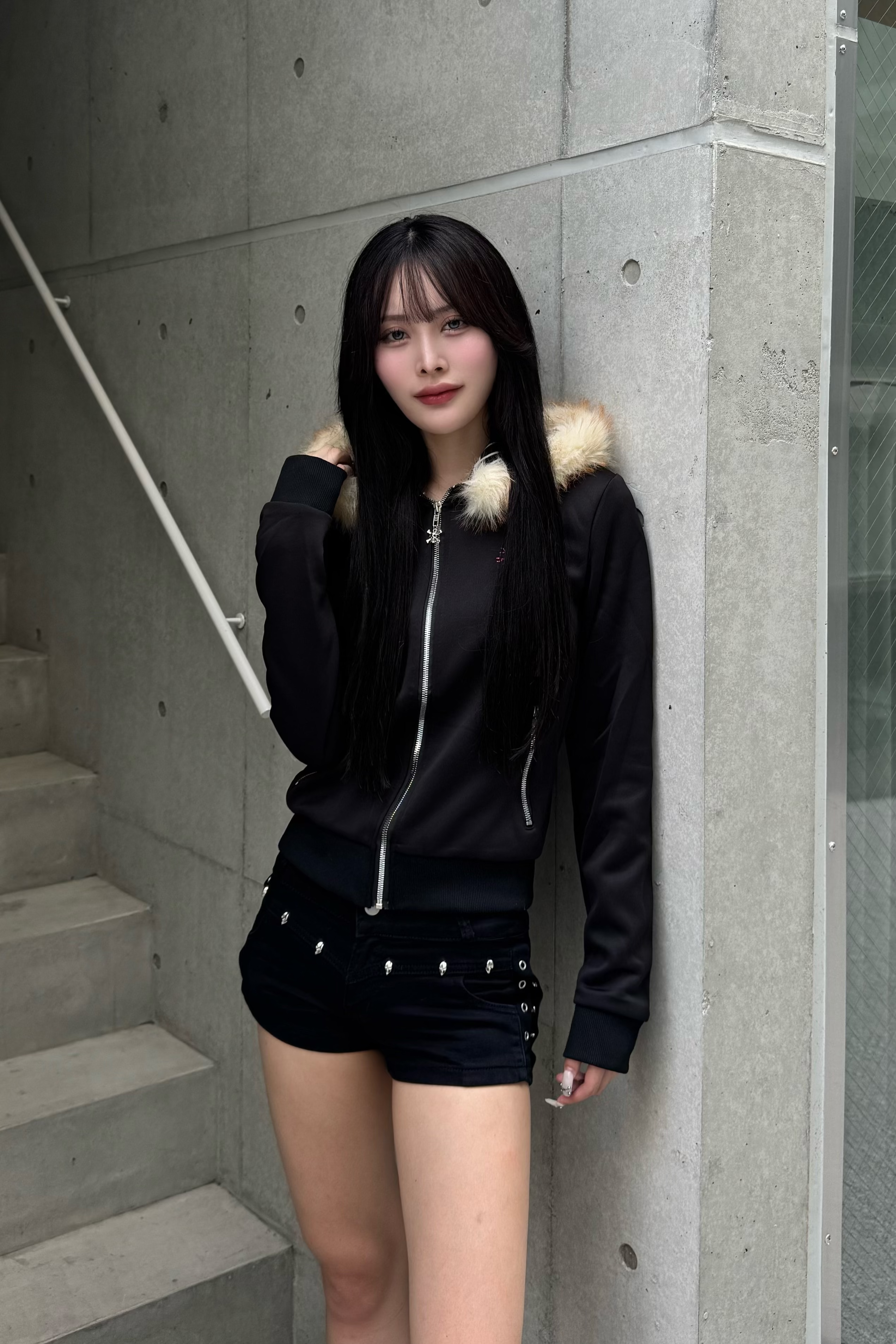 pinkie skull fur zip ZC20946