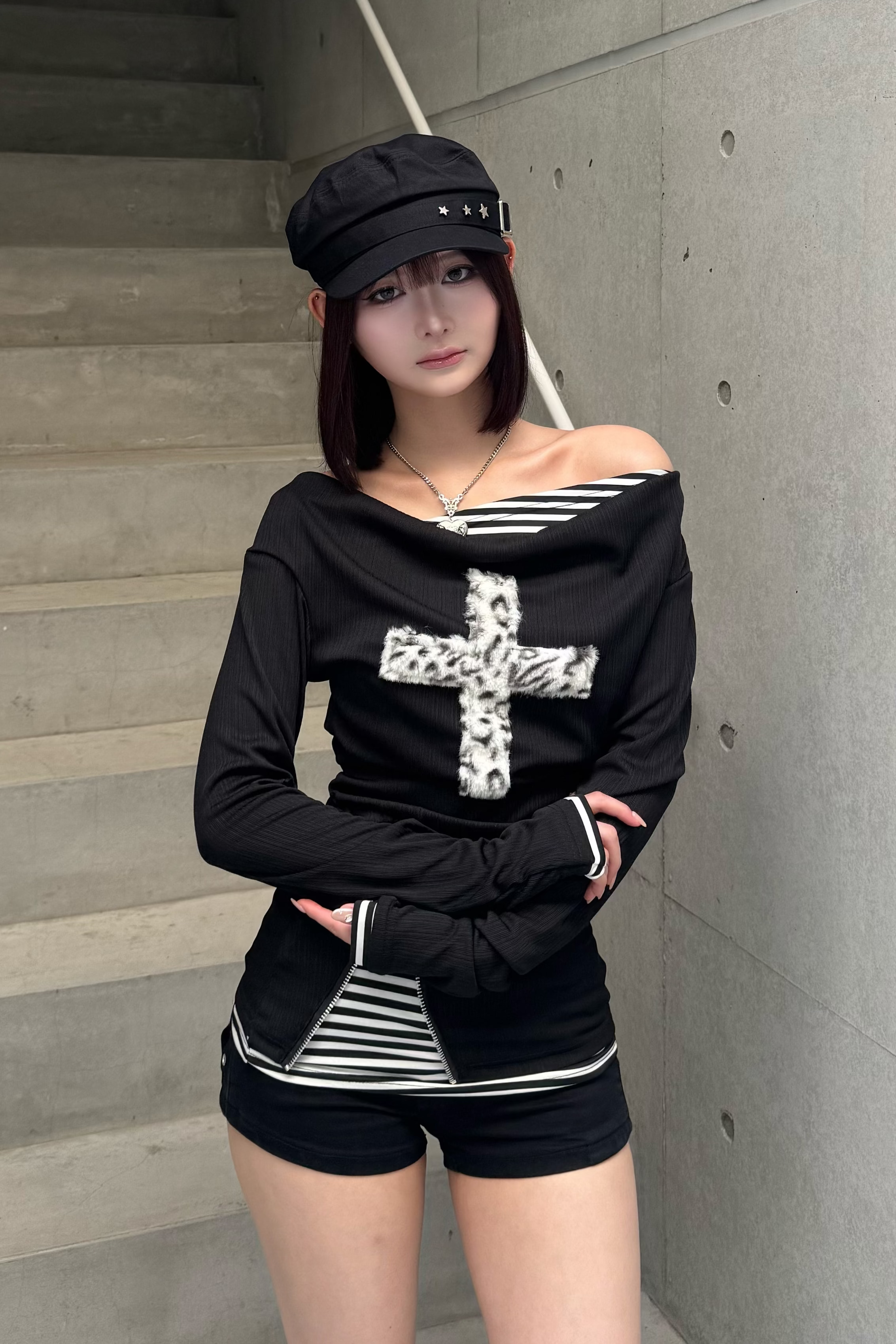 fuwafuwa zip layered top ZC20947
