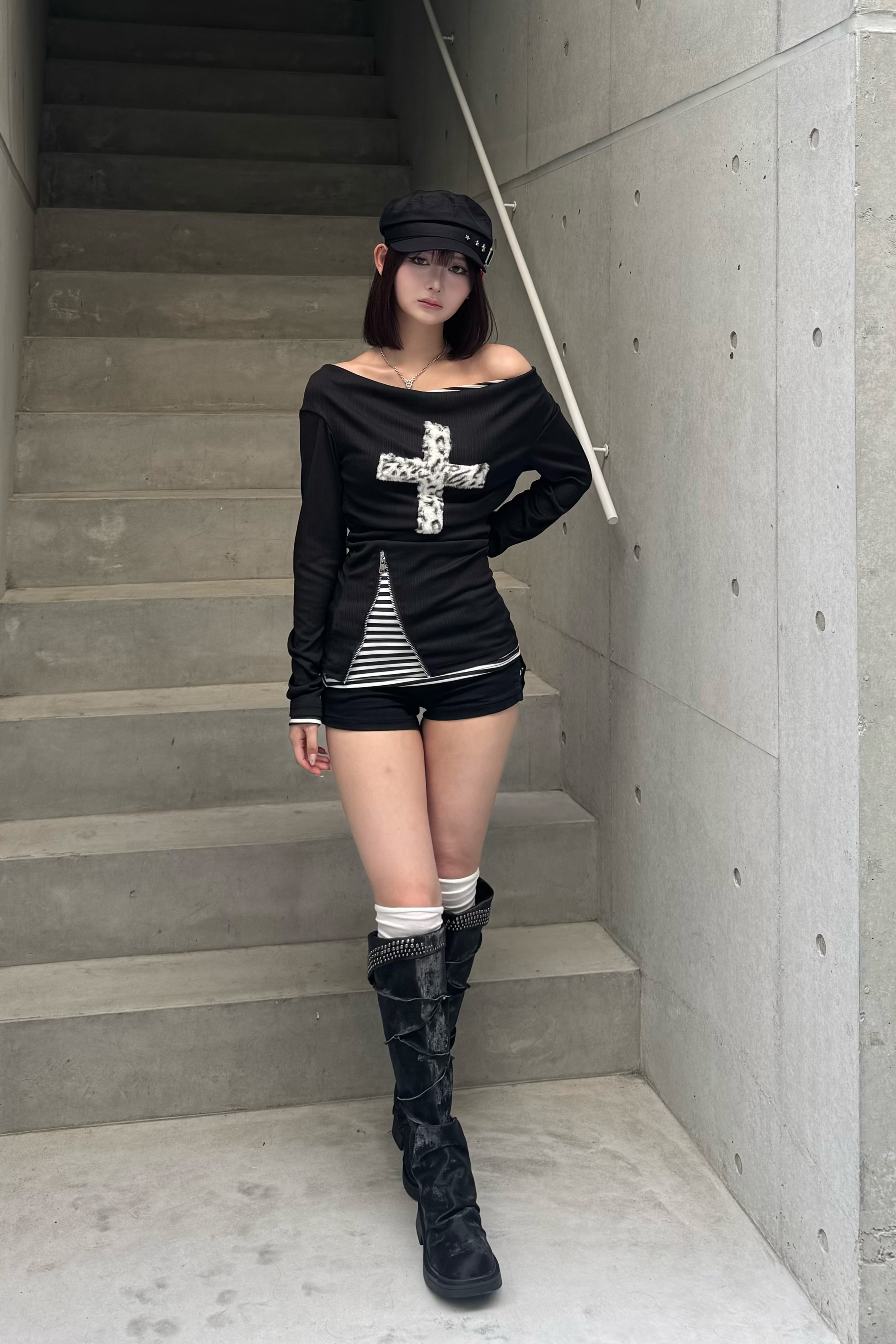 fuwafuwa zip layered top ZC20947