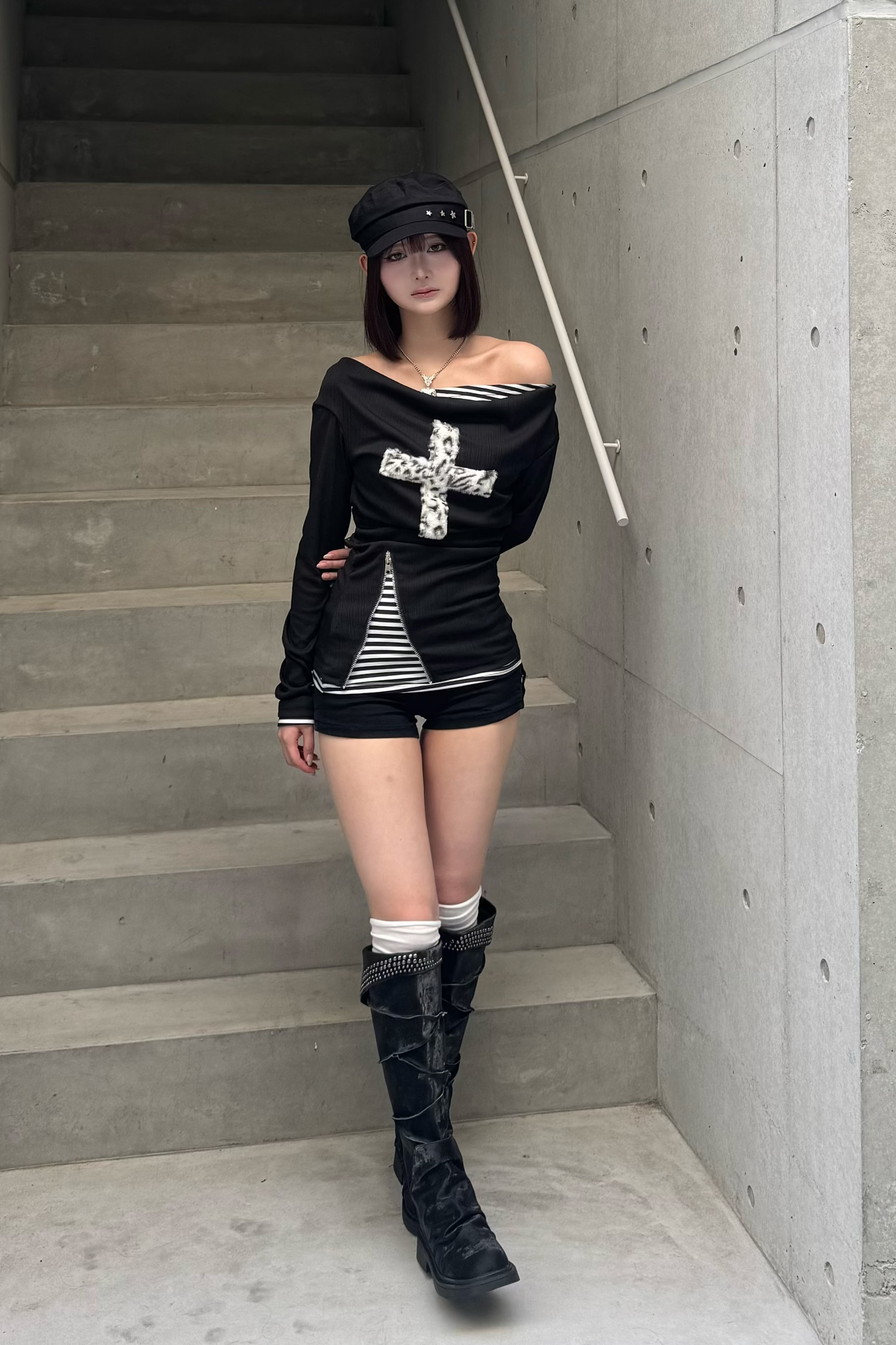 fuwafuwa zip layered top ZC20947