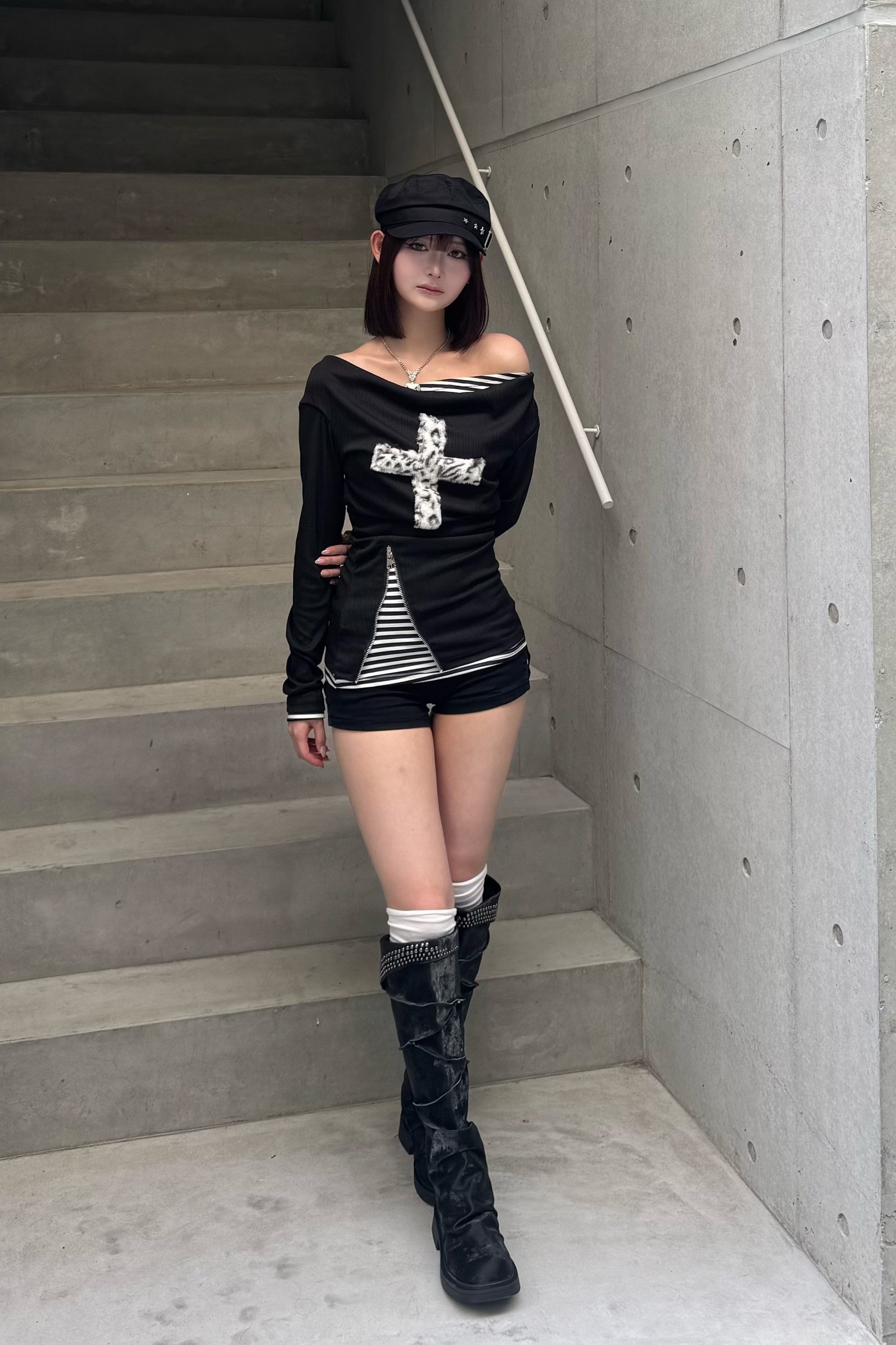 fuwafuwa zip layered top ZC20947