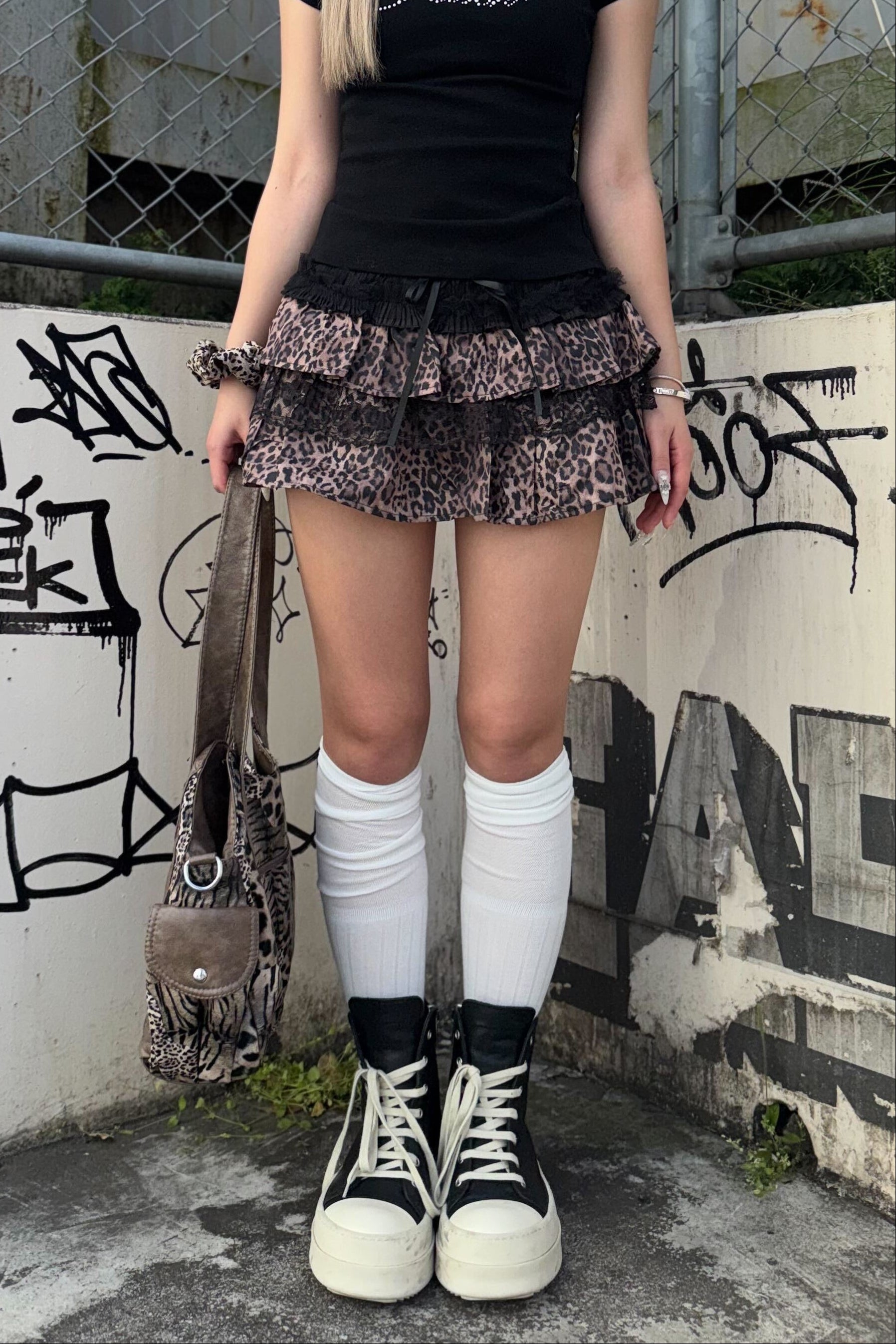 leopard mix skirt ZC19424