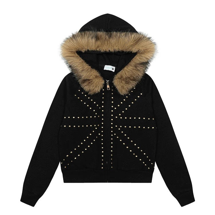 brit stud fur hoodie ZC21027
