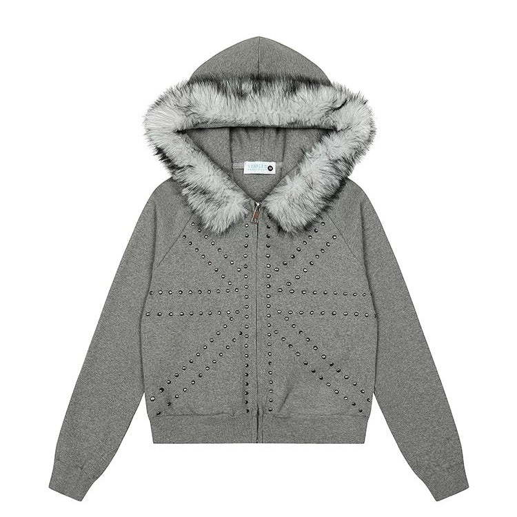 brit stud fur hoodie ZC21027