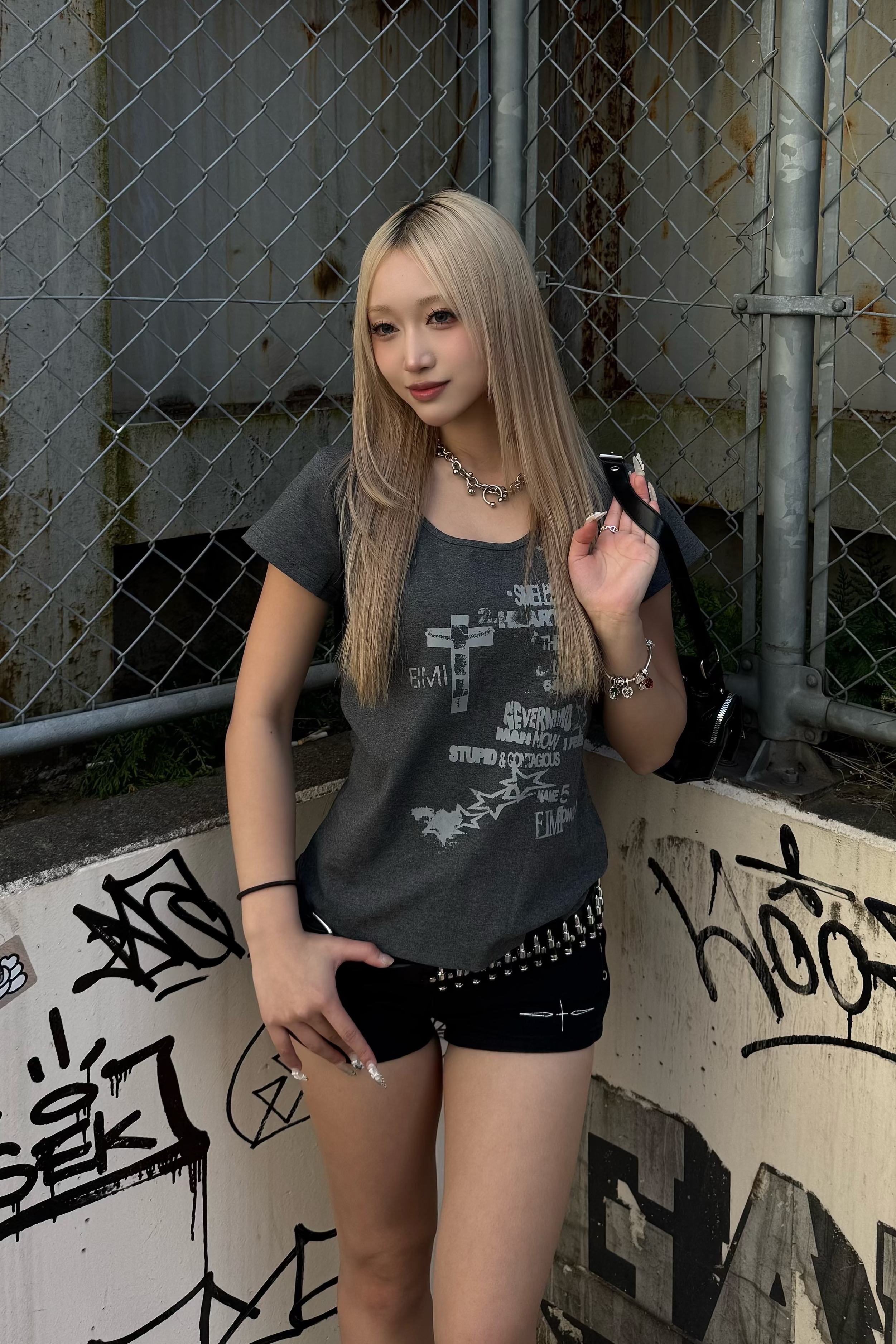 cross graphic baby tee ZC21295
