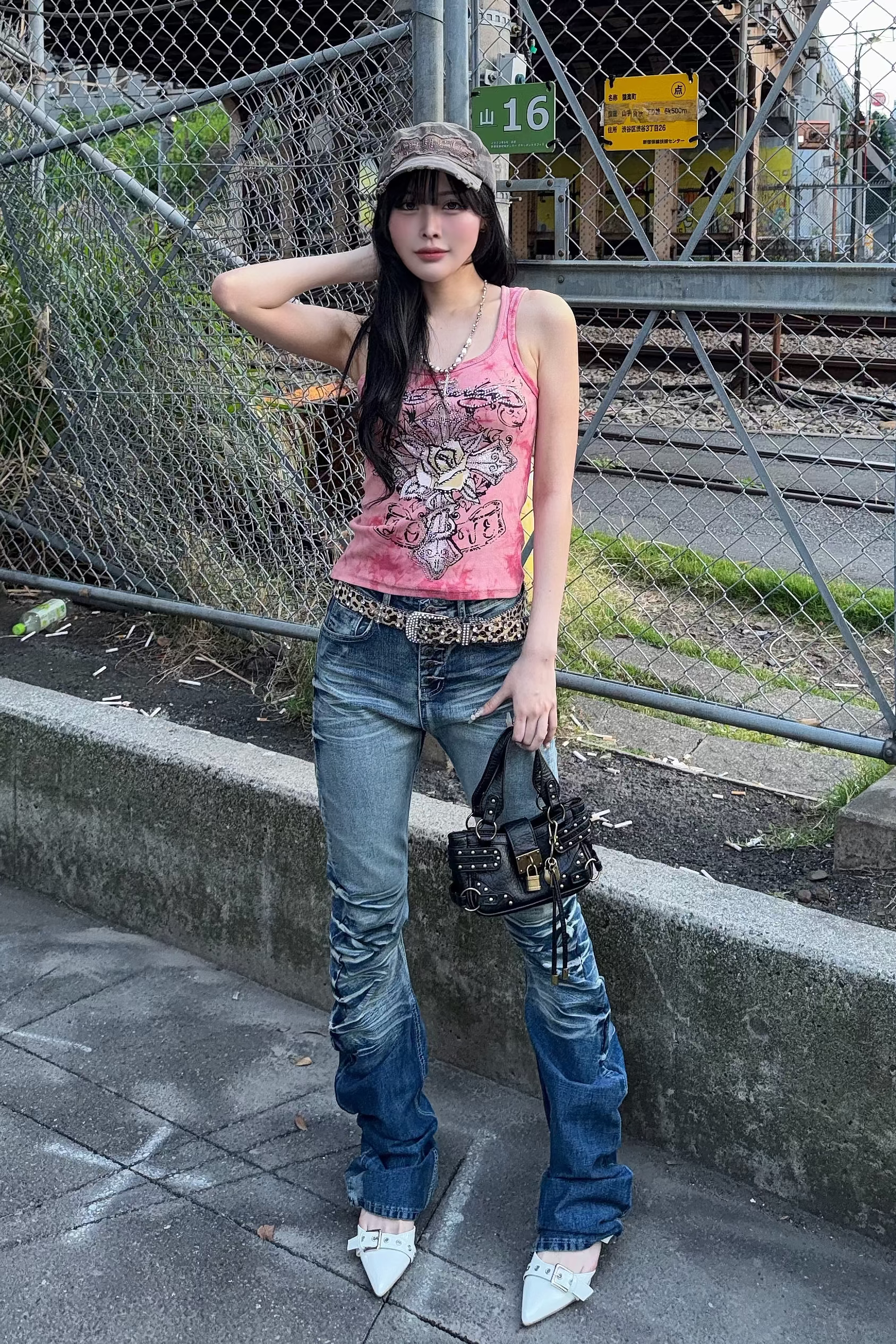 tie dye rose cross tank top ZC21308