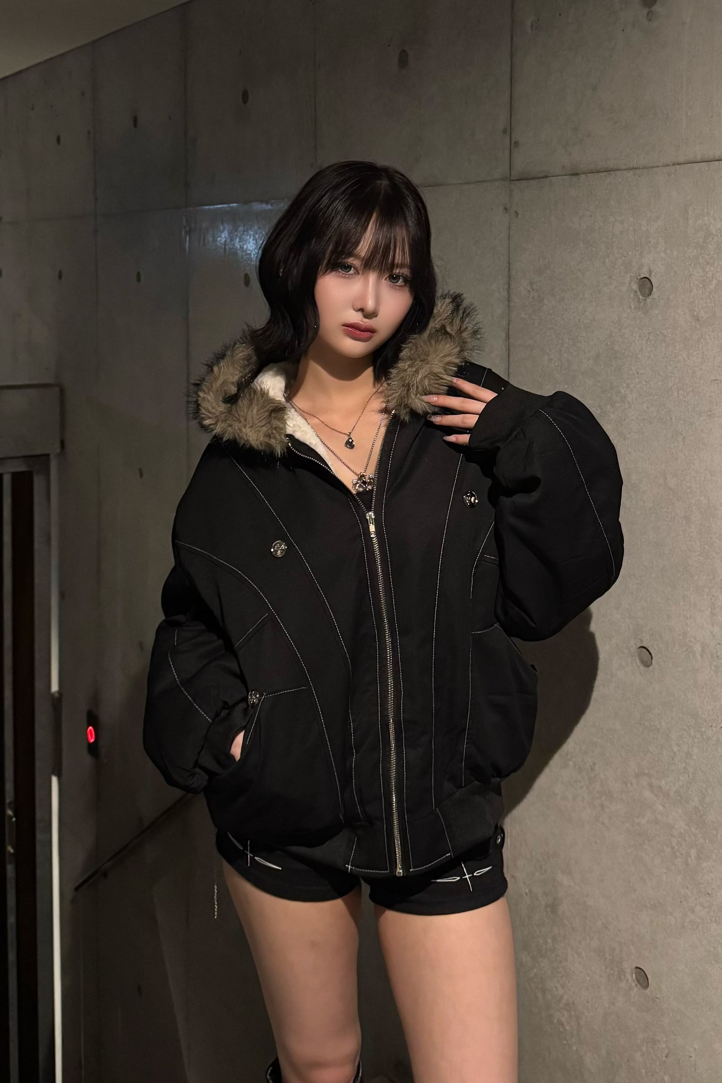 line stitch fur down jacket ZC30064