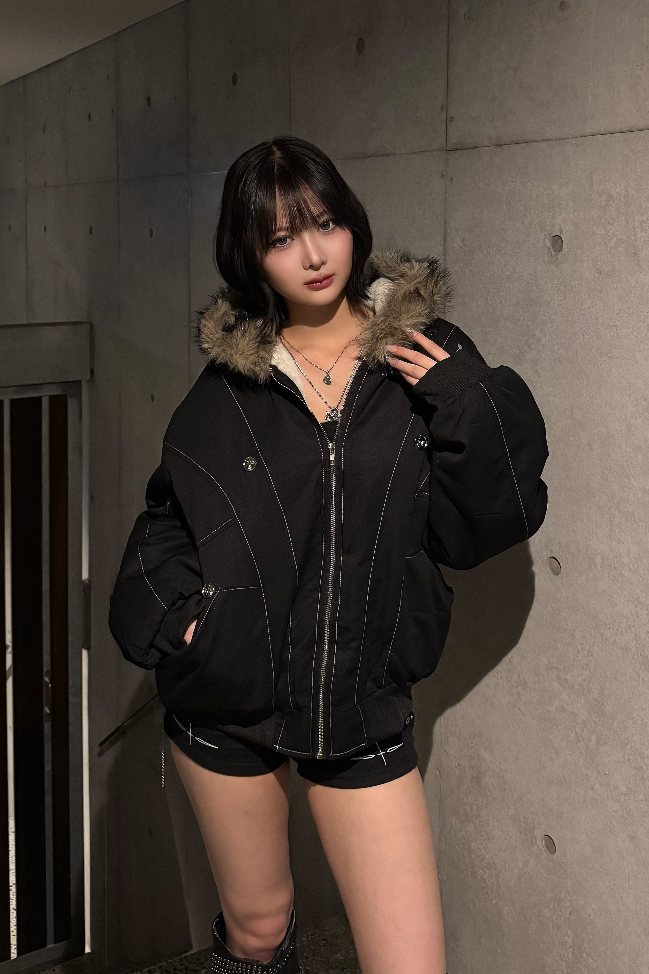 line stitch fur down jacket ZC30064